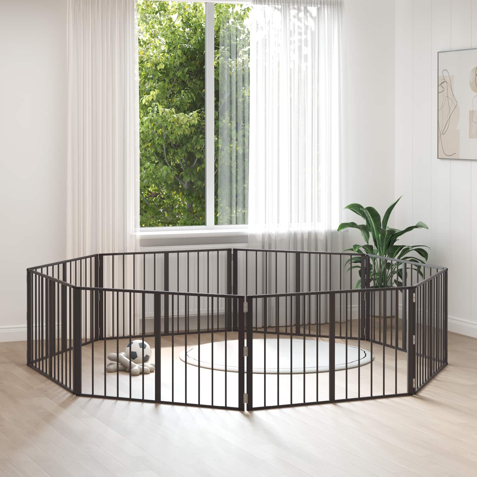 Cancello per cani 8 pz Nero 100 x 60 cm Acciaio zincato
