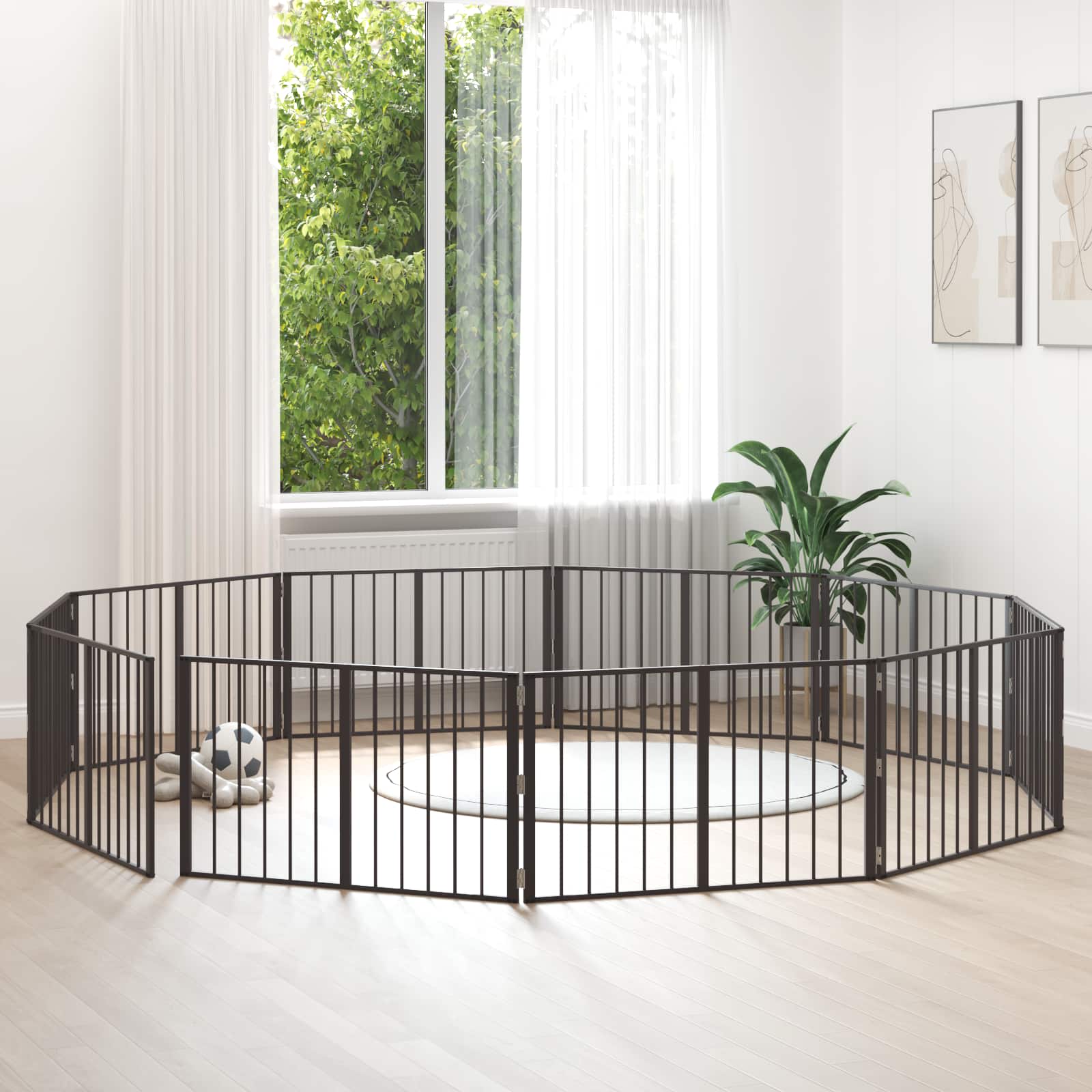 Cancello per cani 10 pz Nero 100 x 60 cm Acciaio zincato