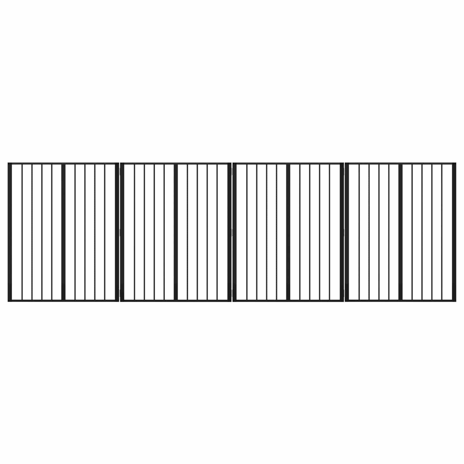 Cancello per cani 4 pz Nero 80 x 100 cm Acciaio zincato