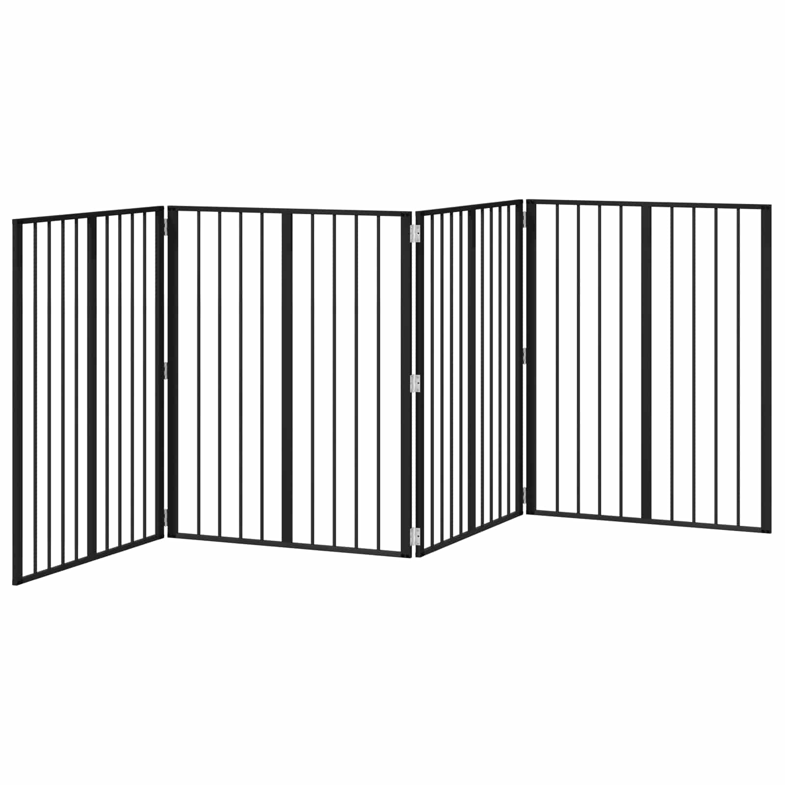 Cancello per cani 4 pz Nero 80 x 100 cm Acciaio zincato