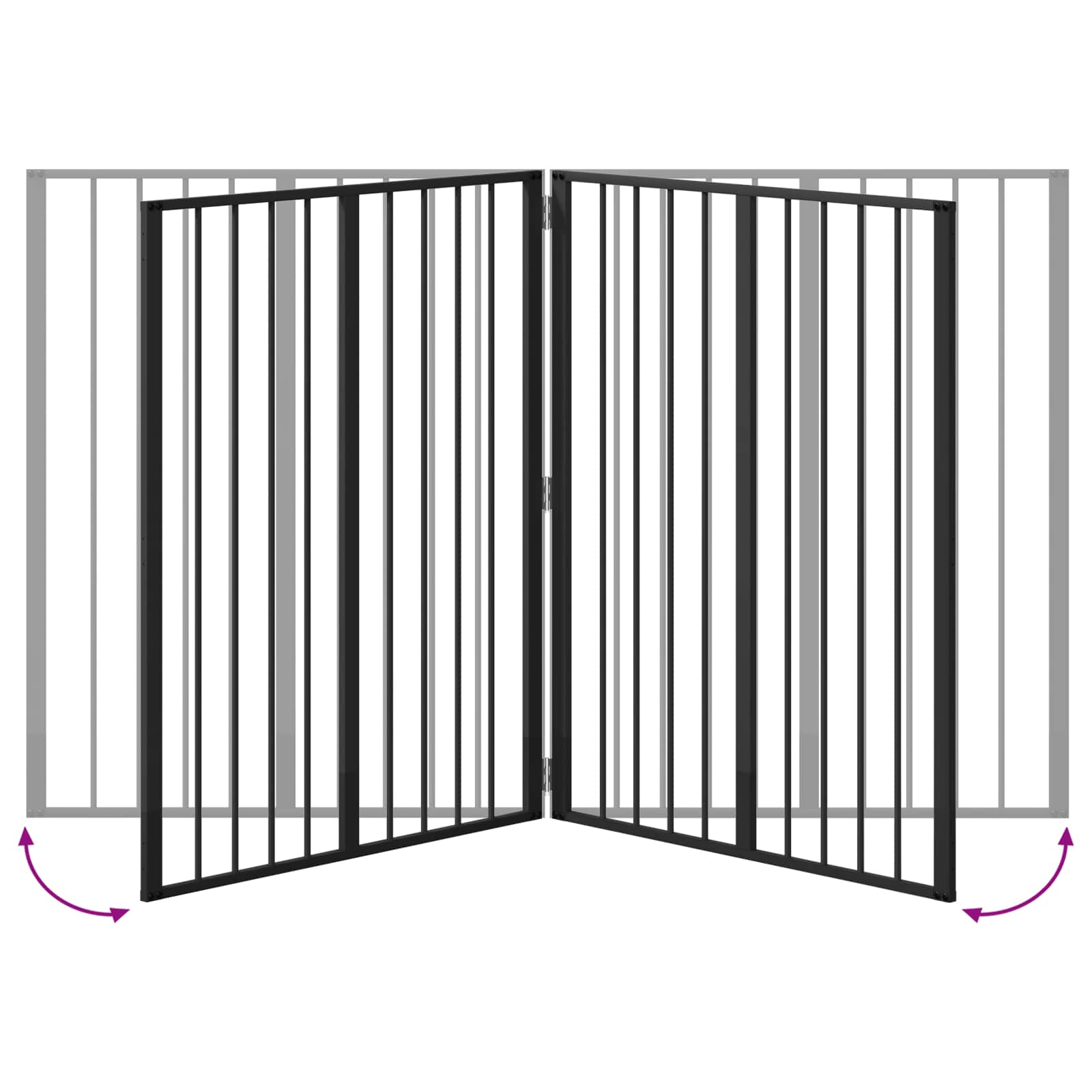 Cancello per cani 4 pz Nero 80 x 100 cm Acciaio zincato