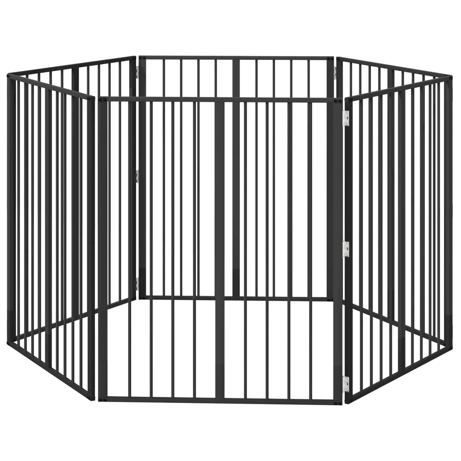 Cancello per cani 6 pz Nero 80 x 100 cm Acciaio zincato