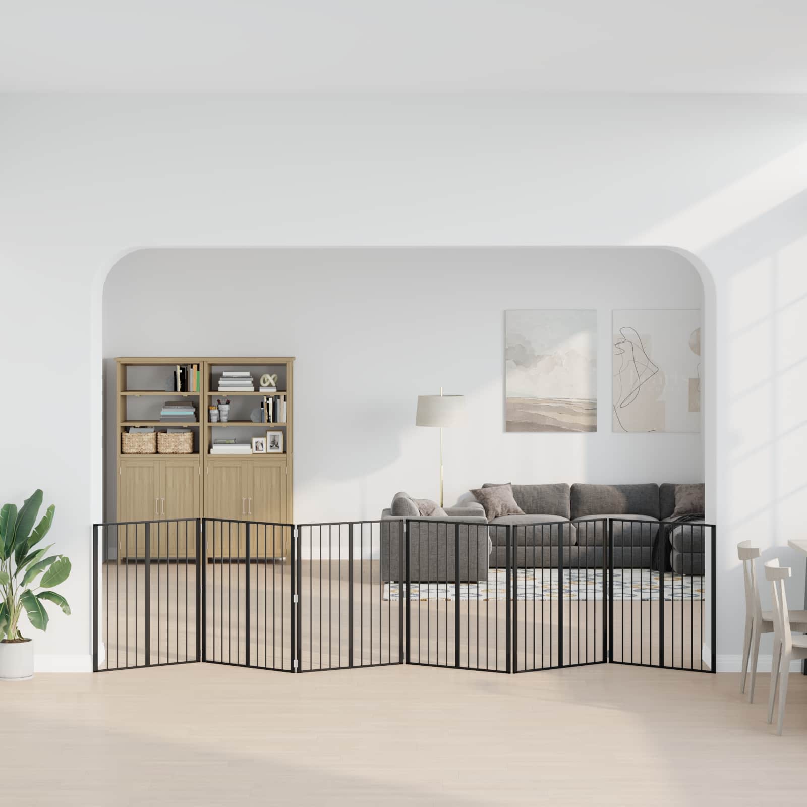 Cancello per cani 6 pz Nero 80 x 100 cm Acciaio zincato