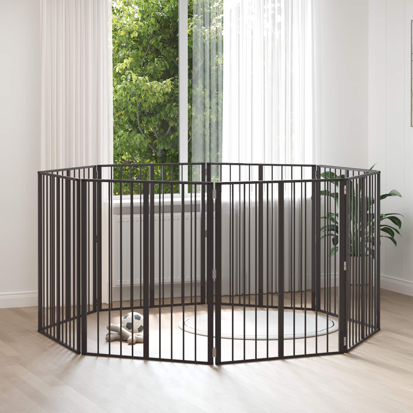 Cancello per cani 8 pz Nero 80 x 100 cm Acciaio zincato