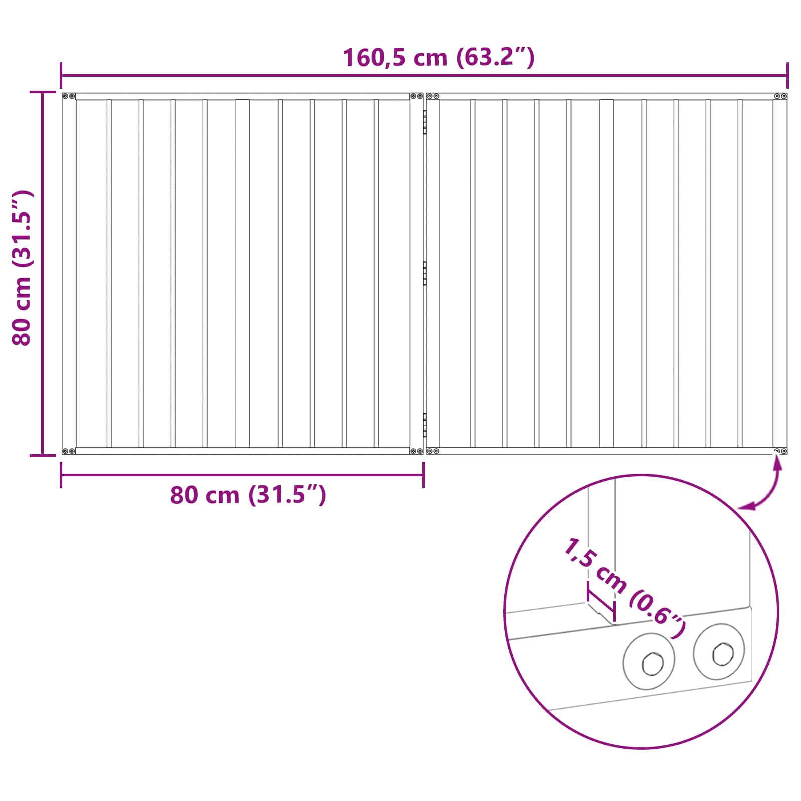 Cancello per cani 2 pz Nero 80 x 80 cm Acciaio zincato
