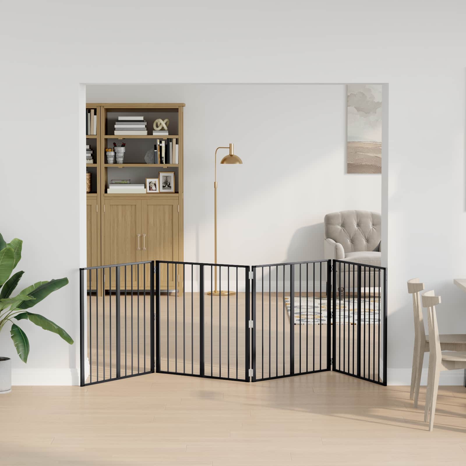 Cancello per cani 4 pz Nero 80 x 80 cm Acciaio zincato