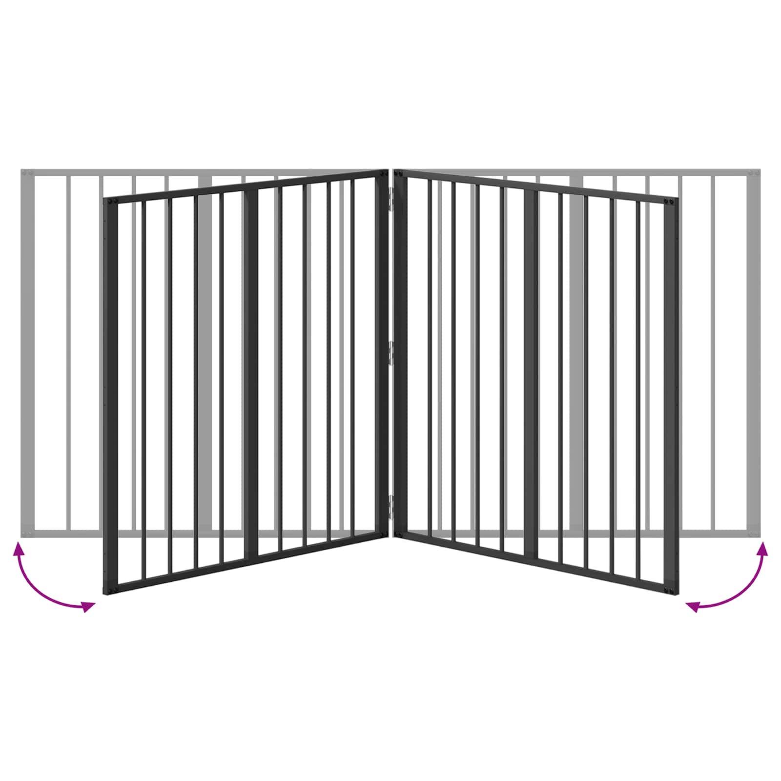 Cancello per cani 4 pz Nero 80 x 80 cm Acciaio zincato