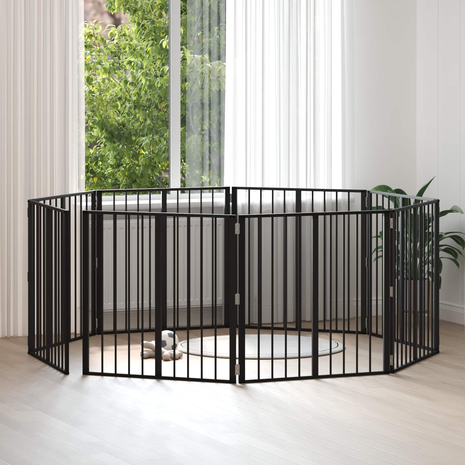 Cancello per cani 8 pz Nero 80 x 80 cm Acciaio zincato