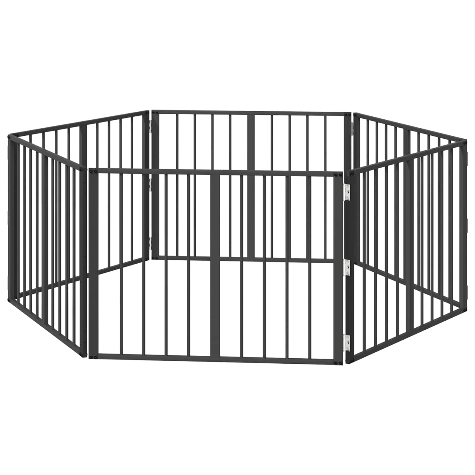 Cancello per cani 6 pz Nero 80 x 60 cm Acciaio zincato