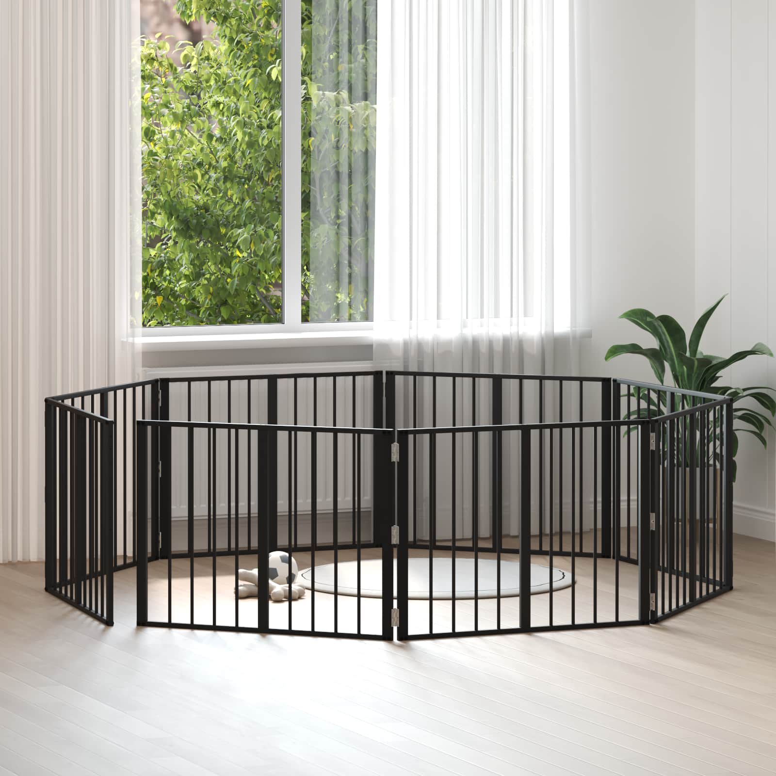 Cancello per cani 8 pz Nero 80 x 60 cm Acciaio zincato