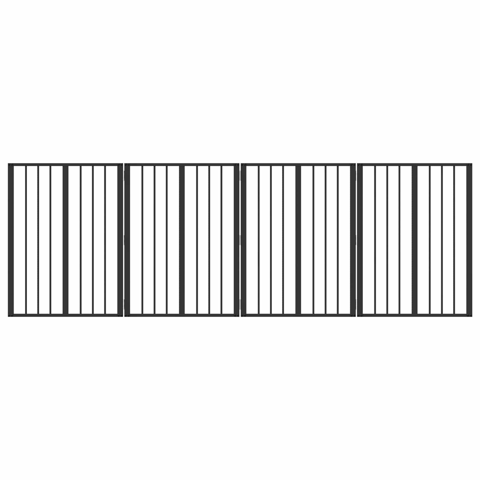 Cancello per cani 4 pz Nero 60 x 80 cm Acciaio zincato