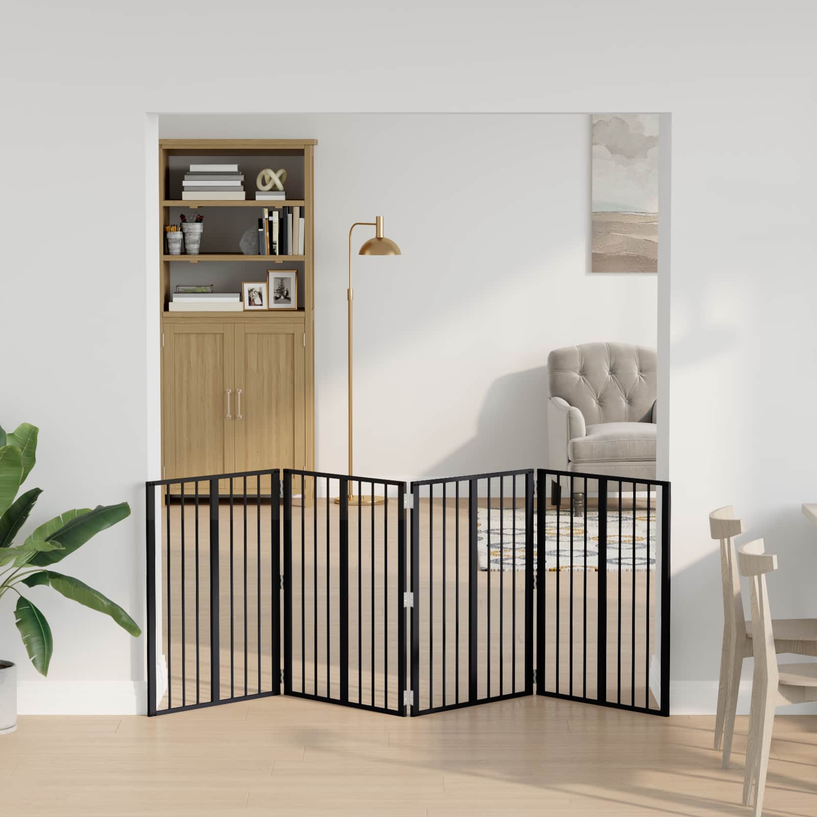 Cancello per cani 4 pz Nero 60 x 80 cm Acciaio zincato