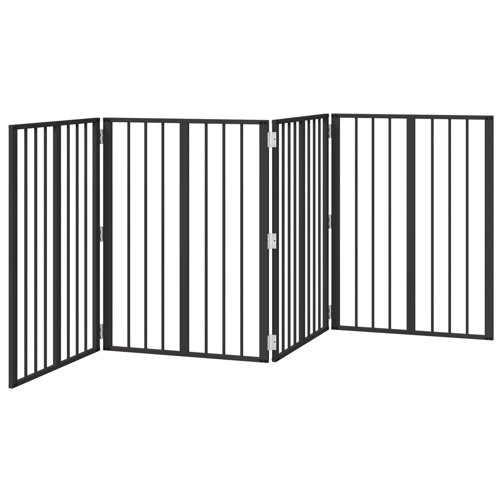 Cancello per cani 4 pz Nero 60 x 80 cm Acciaio zincato
