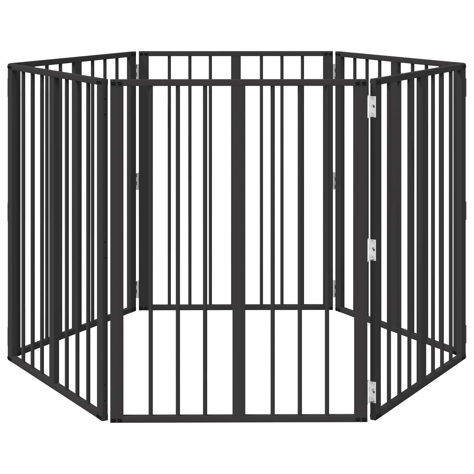 Cancello per cani 6 pz Nero 60 x 80 cm Acciaio zincato