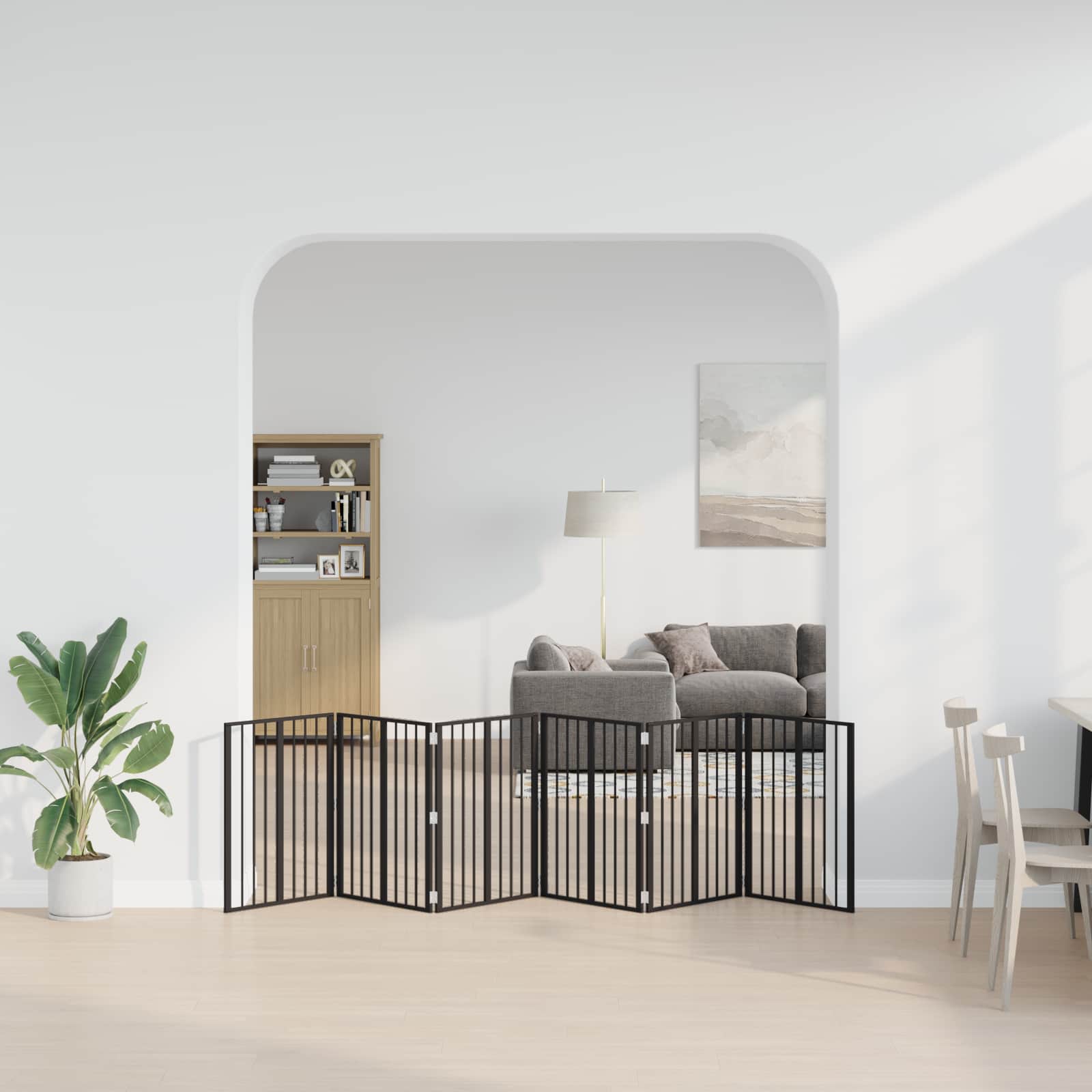 Cancello per cani 6 pz Nero 60 x 80 cm Acciaio zincato