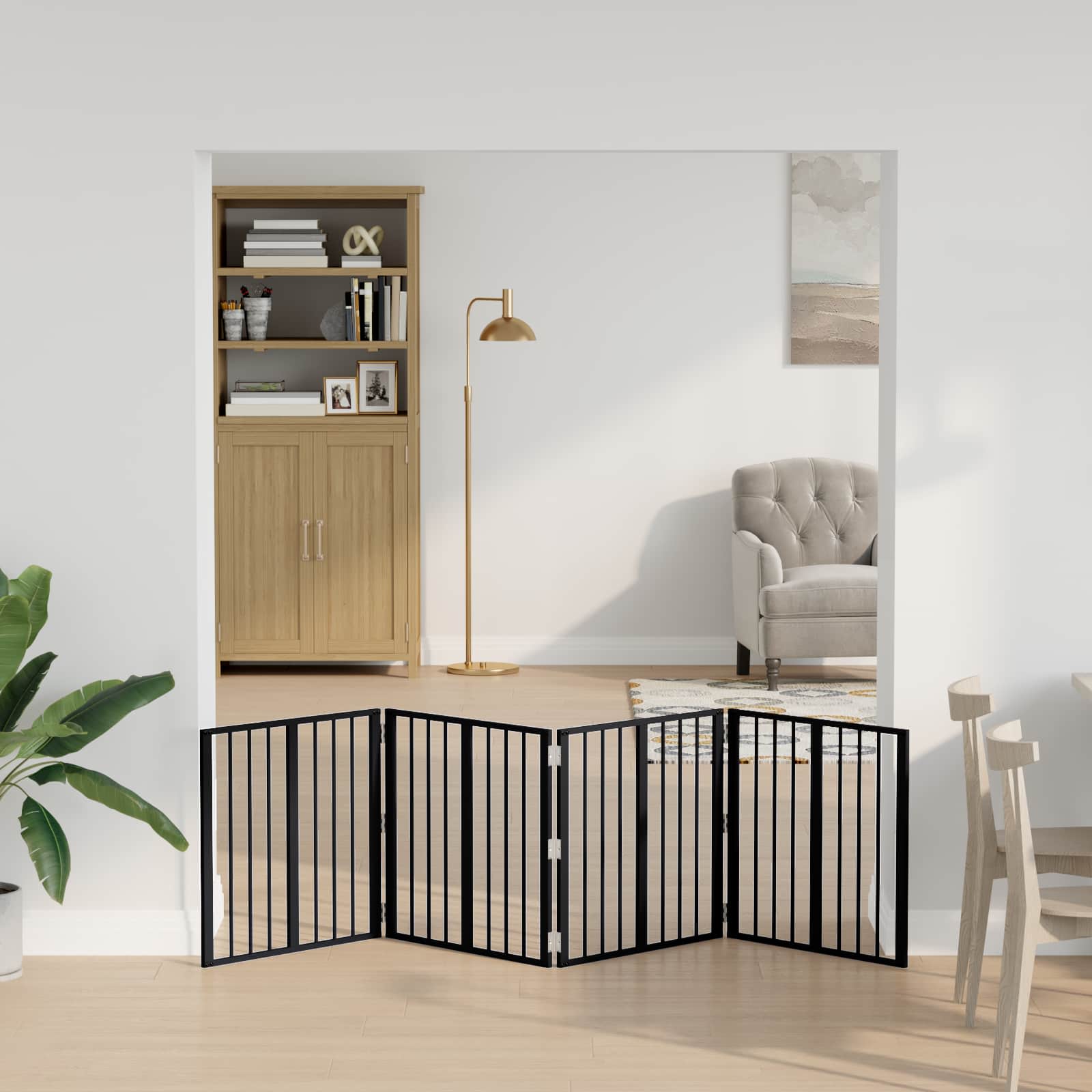 Cancello per cani 4 pz Nero 60 x 60 cm Acciaio zincato