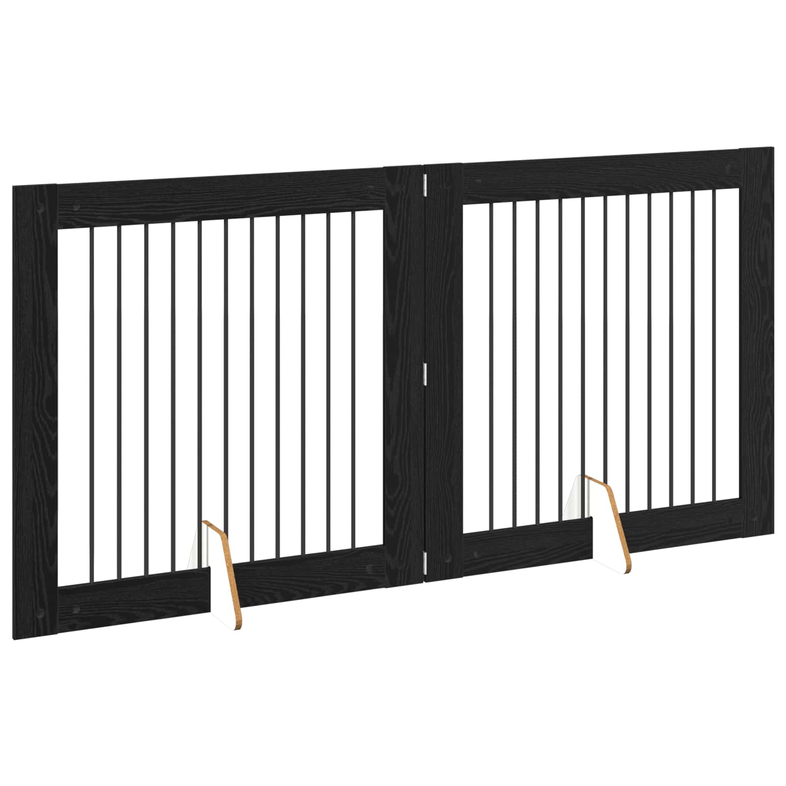 Cancello per cani pieghevole con supporti 2 pz Rovere Nero