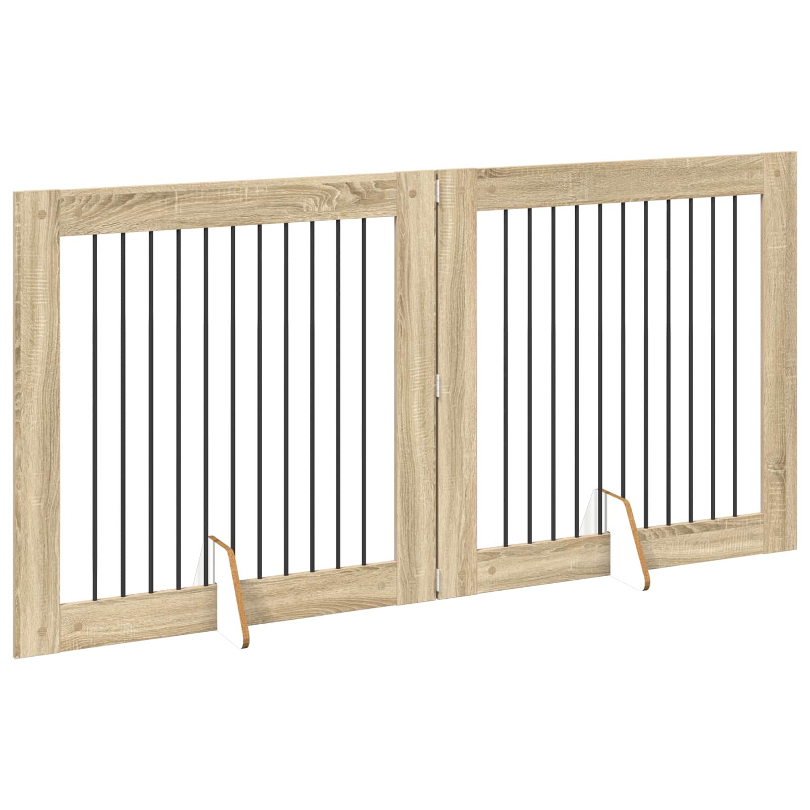 Cancello per cani pieghevole con supporti 2 pz Rovere Sonoma