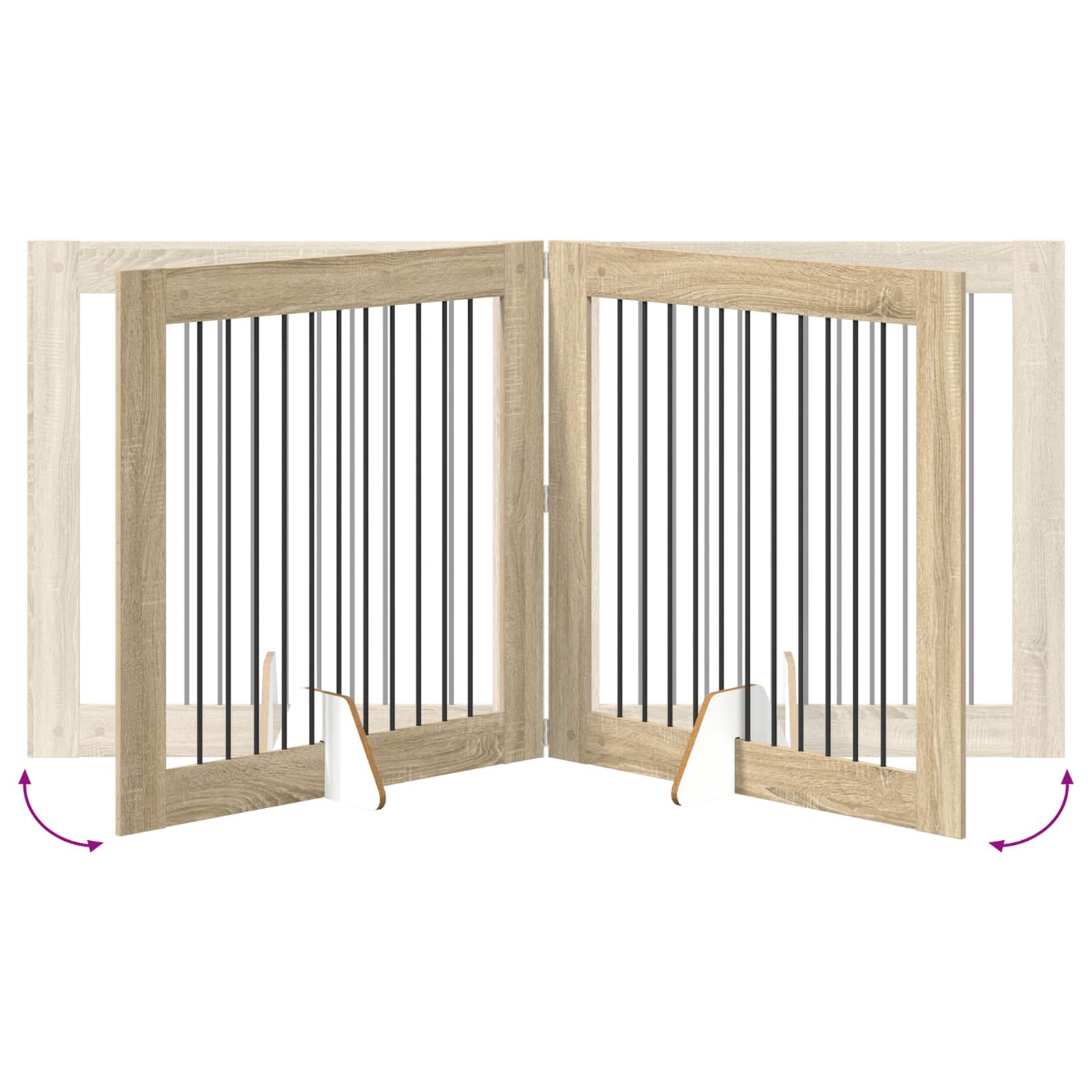 Cancello per cani pieghevole con supporti 2 pz Rovere Sonoma