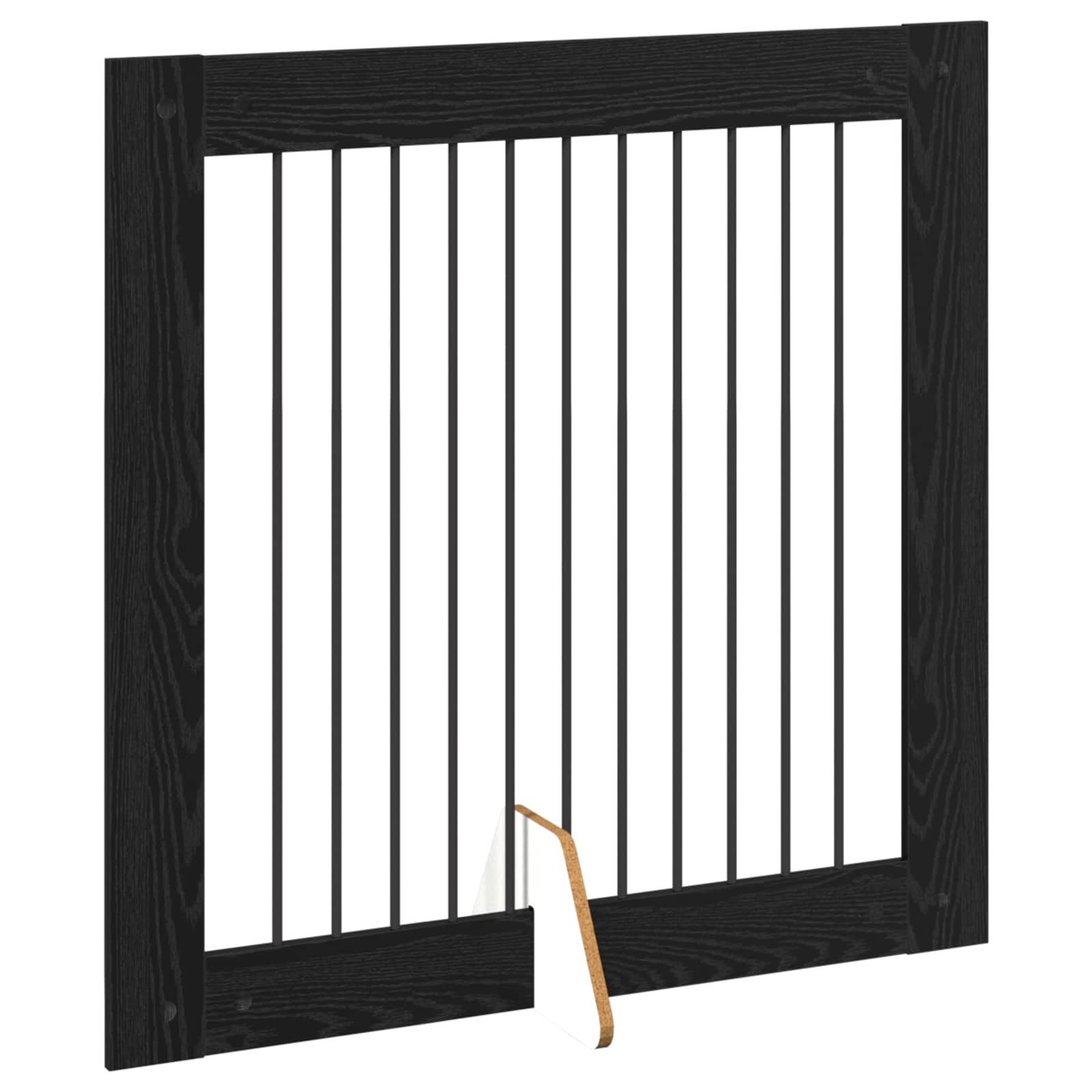 Cancello per cani pieghevole con supporti 4 pz Rovere Nero