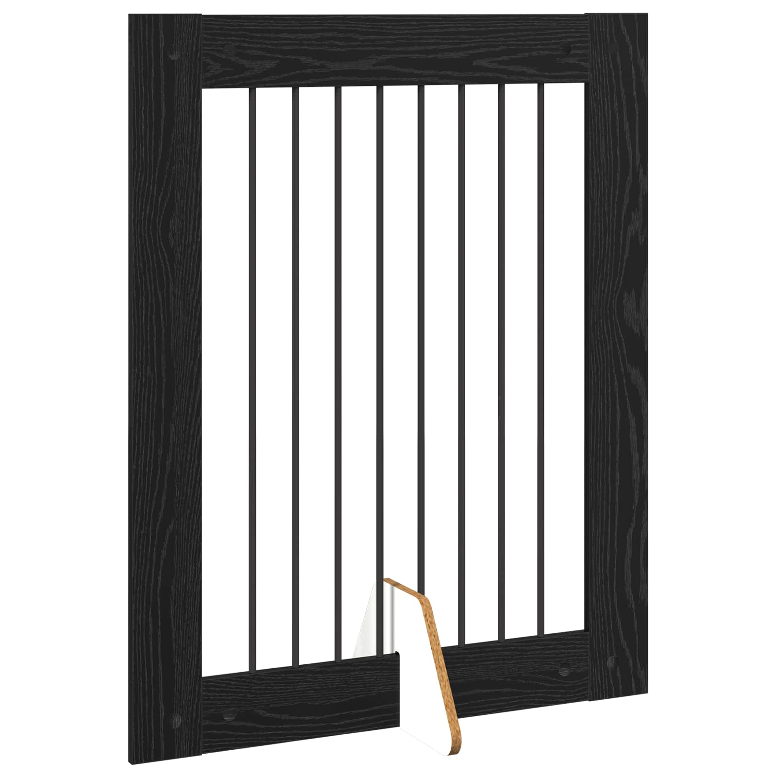 Cancello per cani pieghevole con supporti 4 pz Rovere Nero