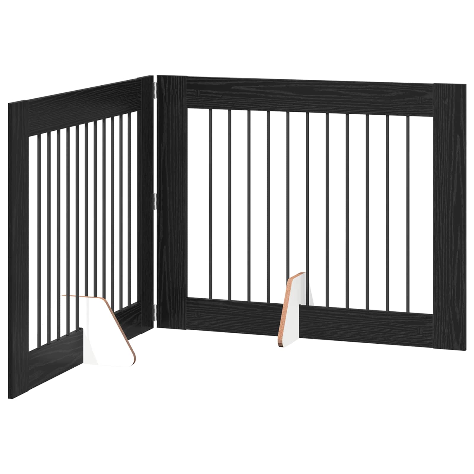 Cancello per cani pieghevole con supporti 2 pz Rovere Nero