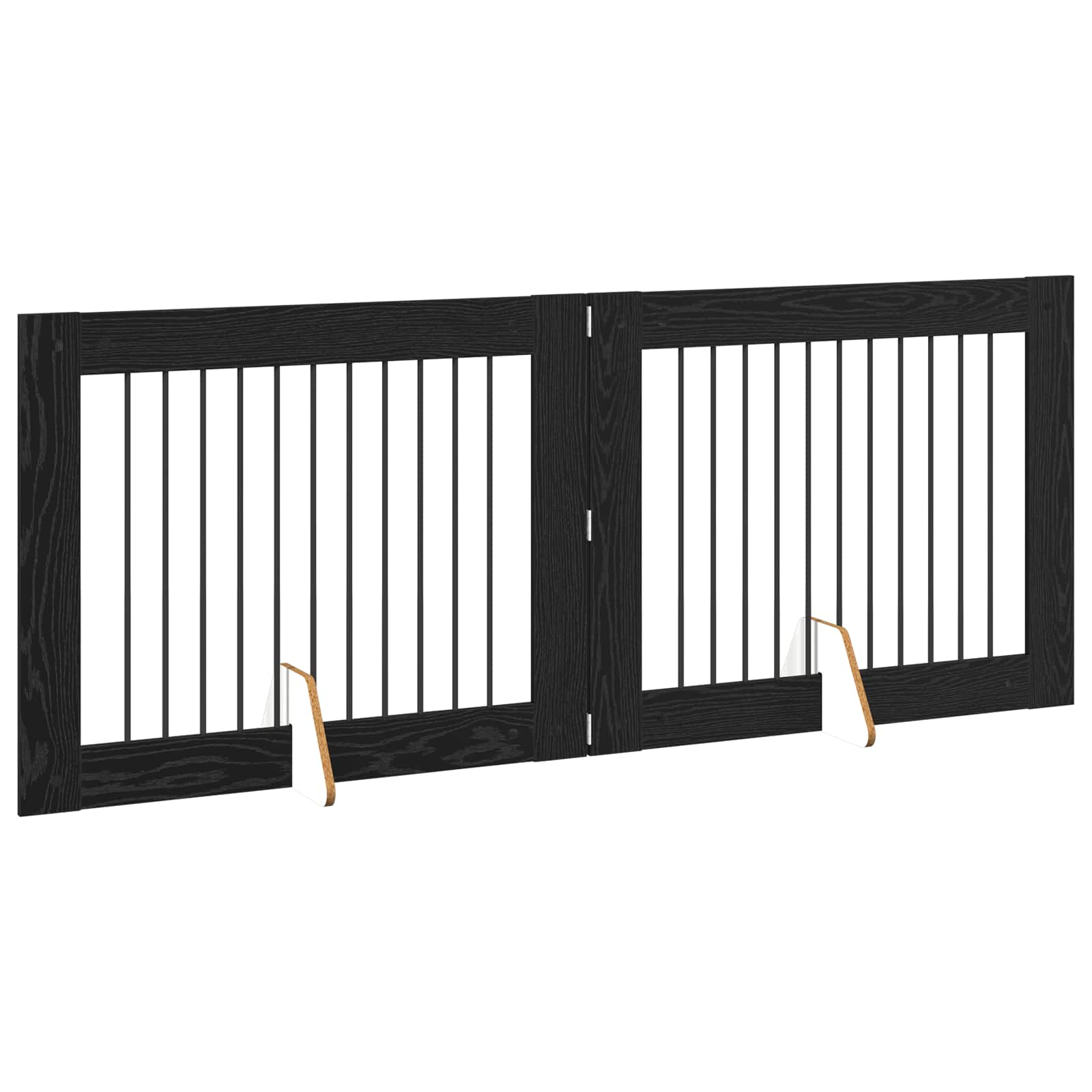 Cancello per cani pieghevole con supporti 2 pz Rovere Nero