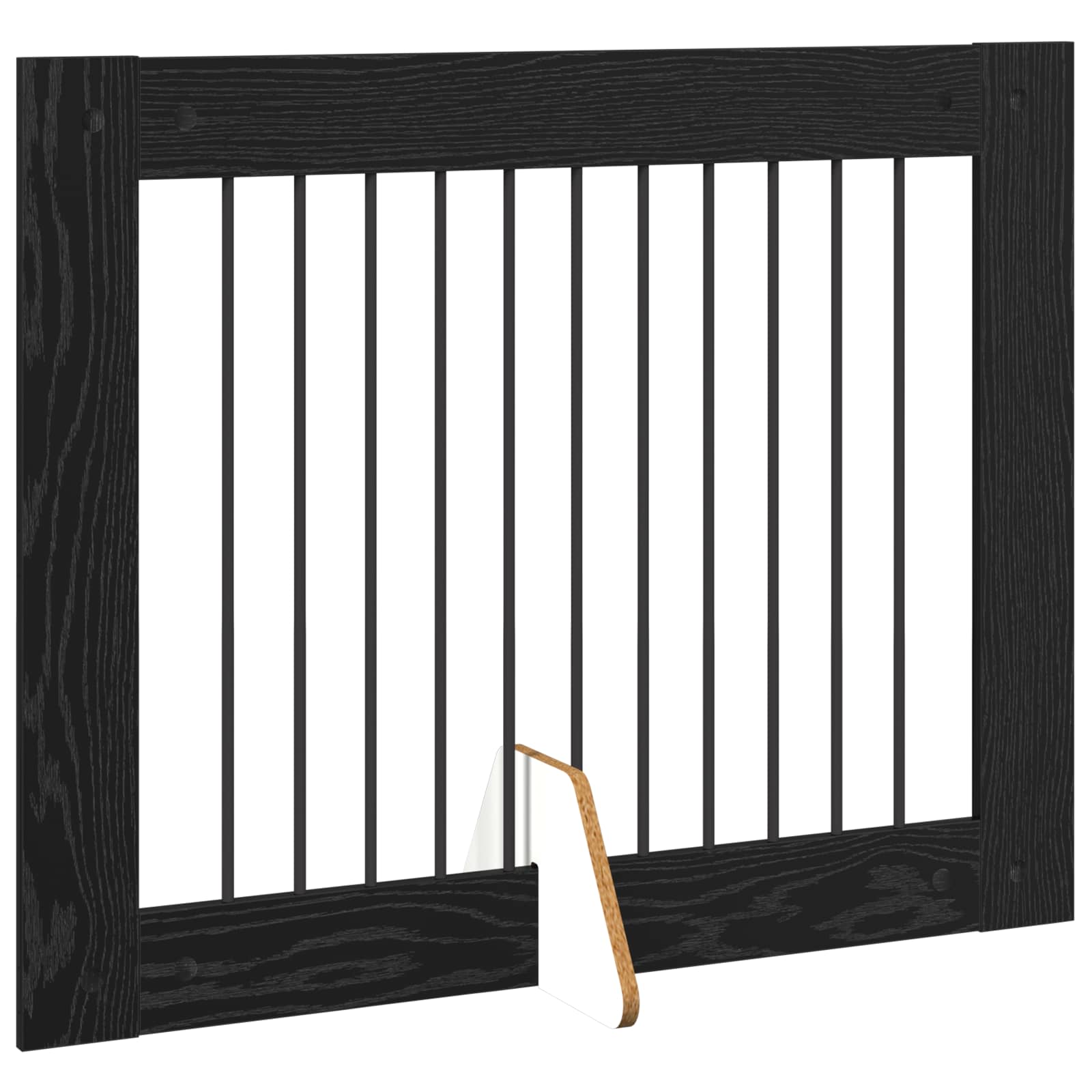 Cancello per cani pieghevole con supporti 2 pz Rovere Nero