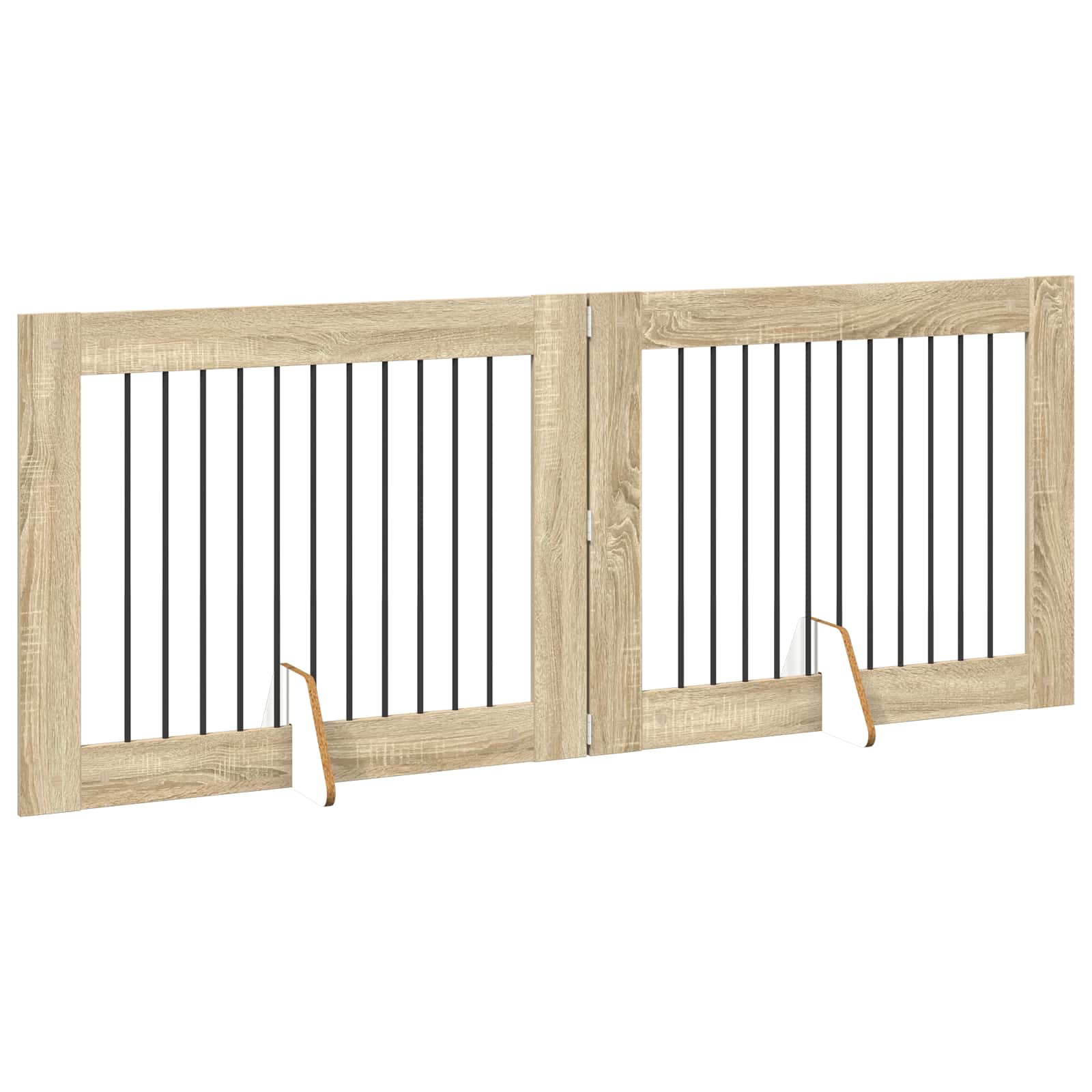 Cancello per cani pieghevole con supporti 2 pz Rovere Sonoma