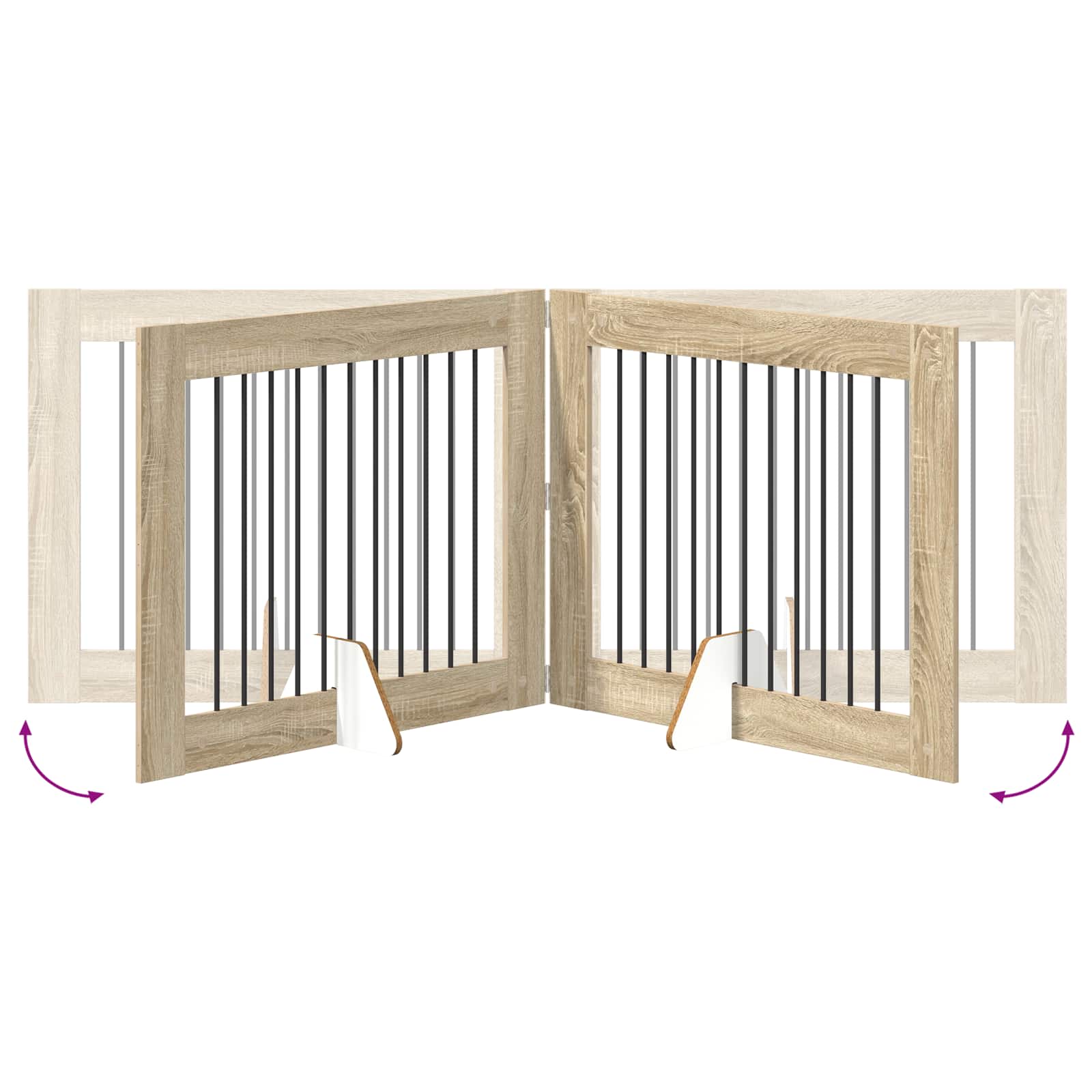 Cancello per cani pieghevole con supporti 2 pz Rovere Sonoma