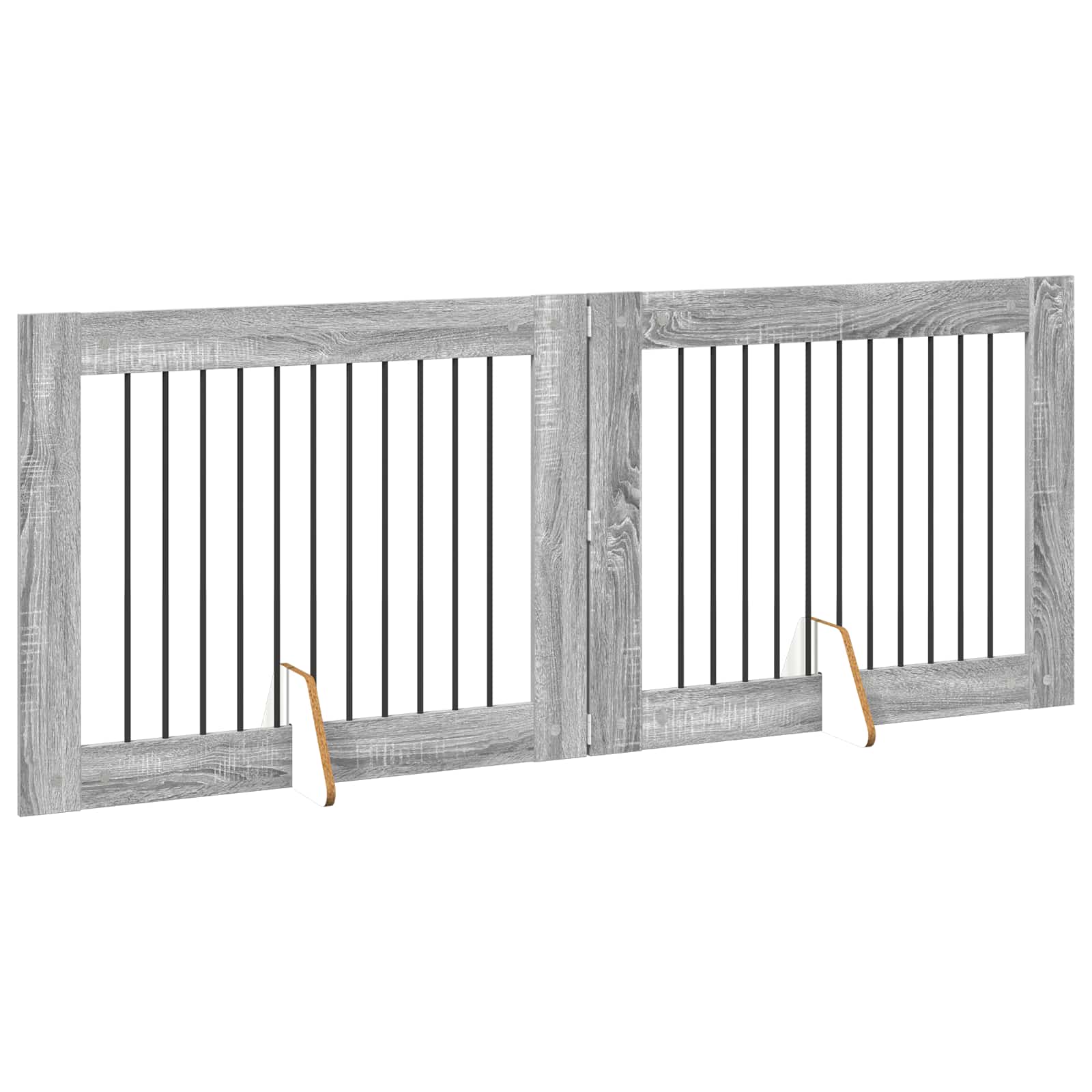 Cancello per cani pieghevole con supporti 2 pz Sonoma grigio