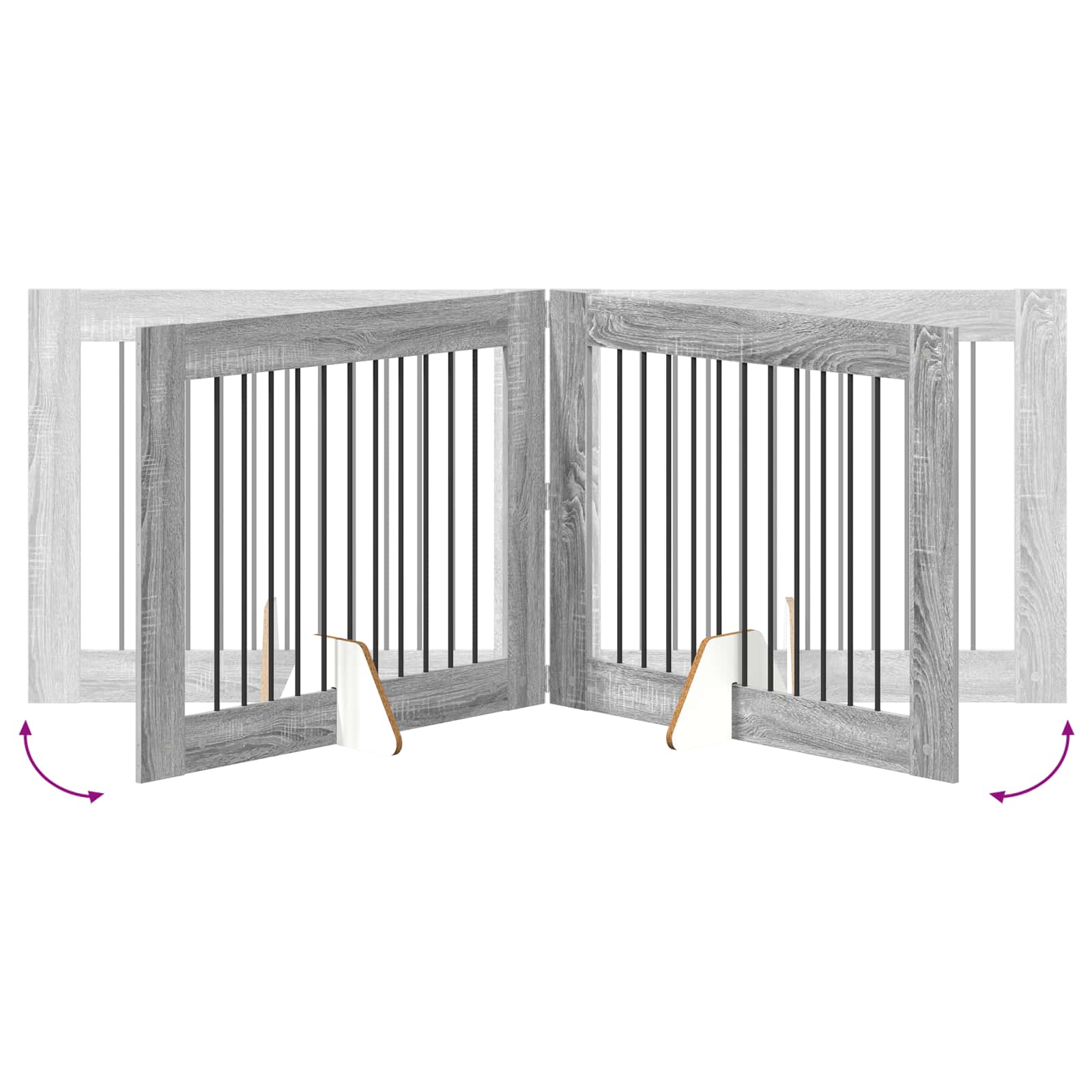 Cancello per cani pieghevole con supporti 2 pz Sonoma grigio