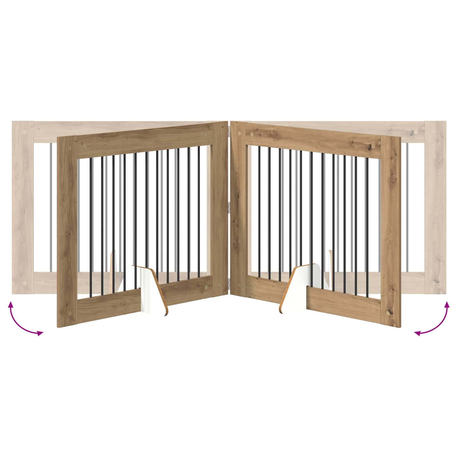 Cancello per cani pieghevole con supporti 2 pz 200,5 cm