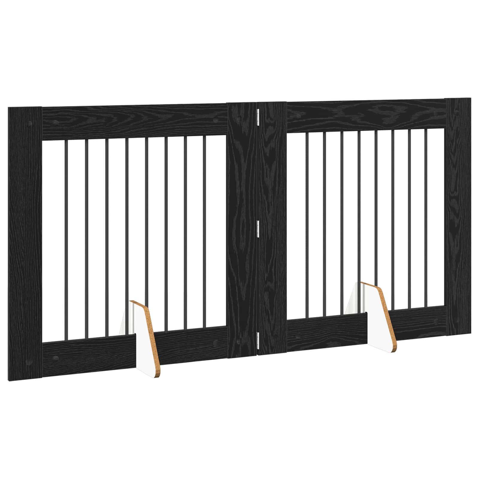 Cancello per cani pieghevole con supporti 2 pz Rovere Nero