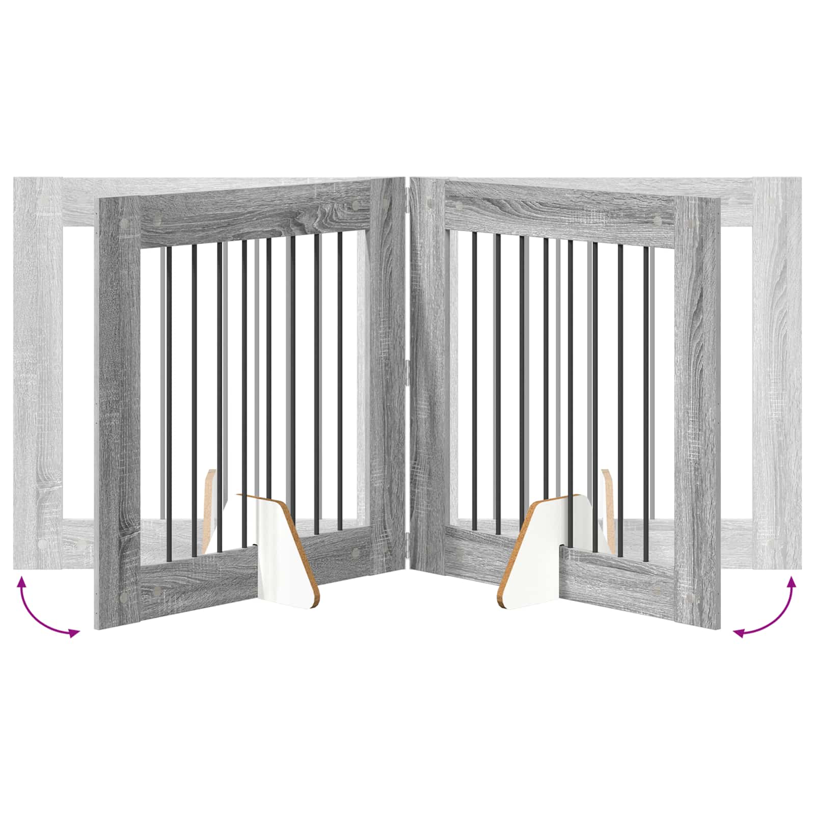 Cancello per cani pieghevole con supporti 2 pz Sonoma grigio