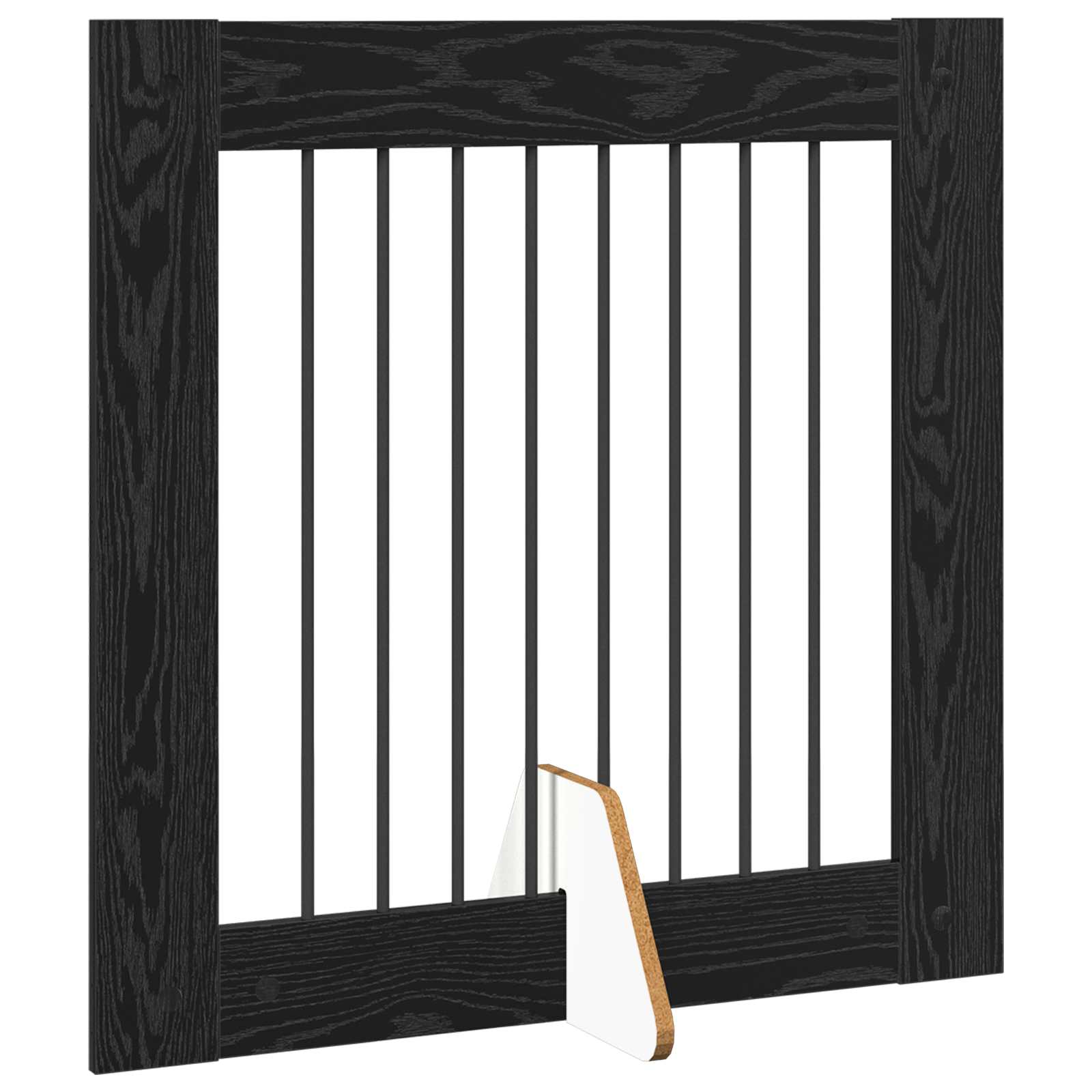 Cancello per cani pieghevole con supporti 6 pz Rovere Nero
