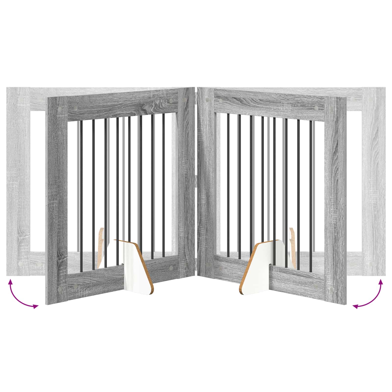 Cancello per cani pieghevole con supporti 6 pz Sonoma grigio