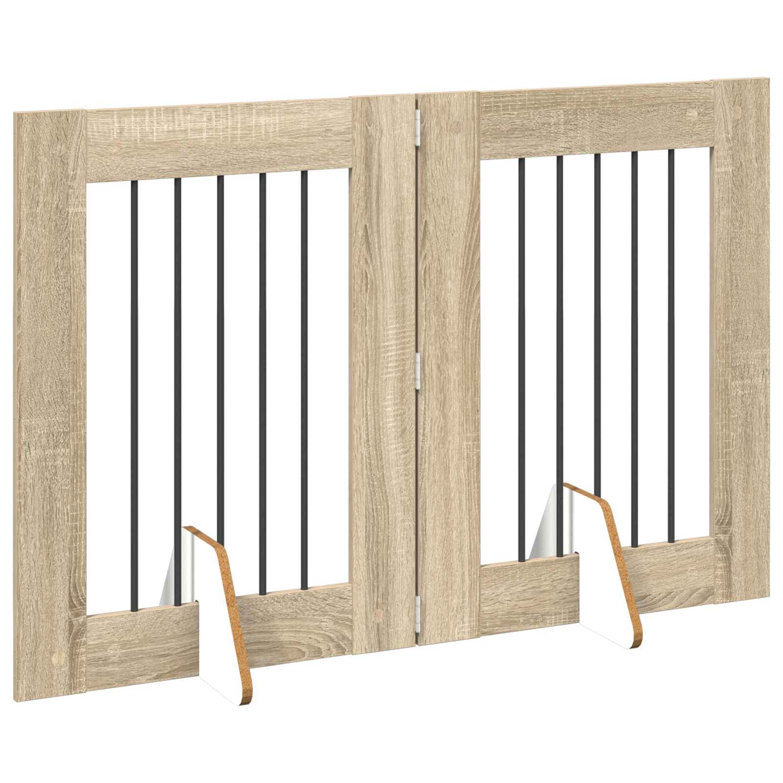 Cancello per cani pieghevole con supporti 2 pz Rovere Sonoma