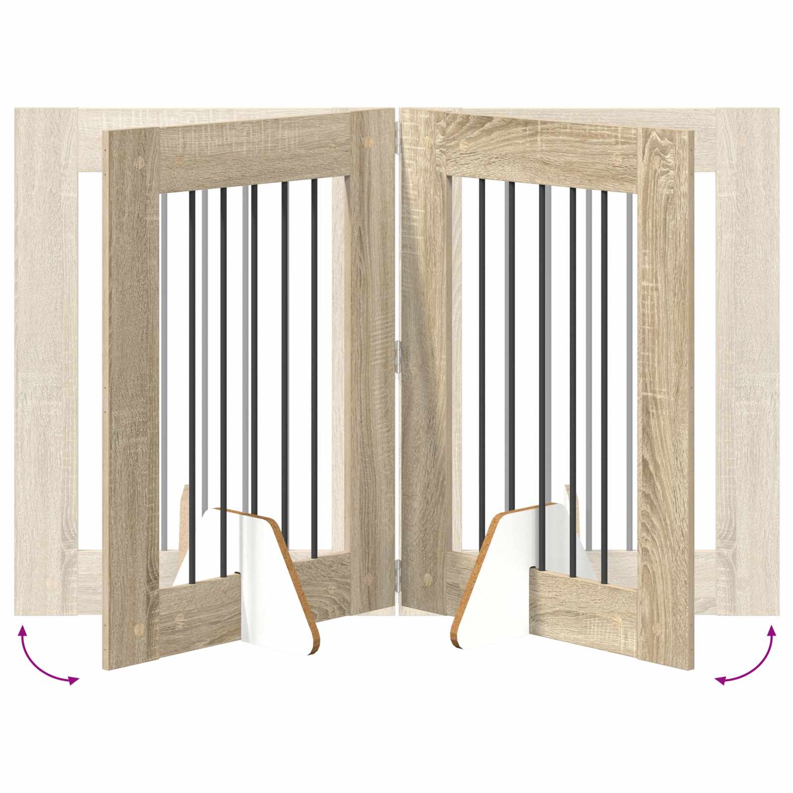 Cancello per cani pieghevole con supporti 2 pz Rovere Sonoma