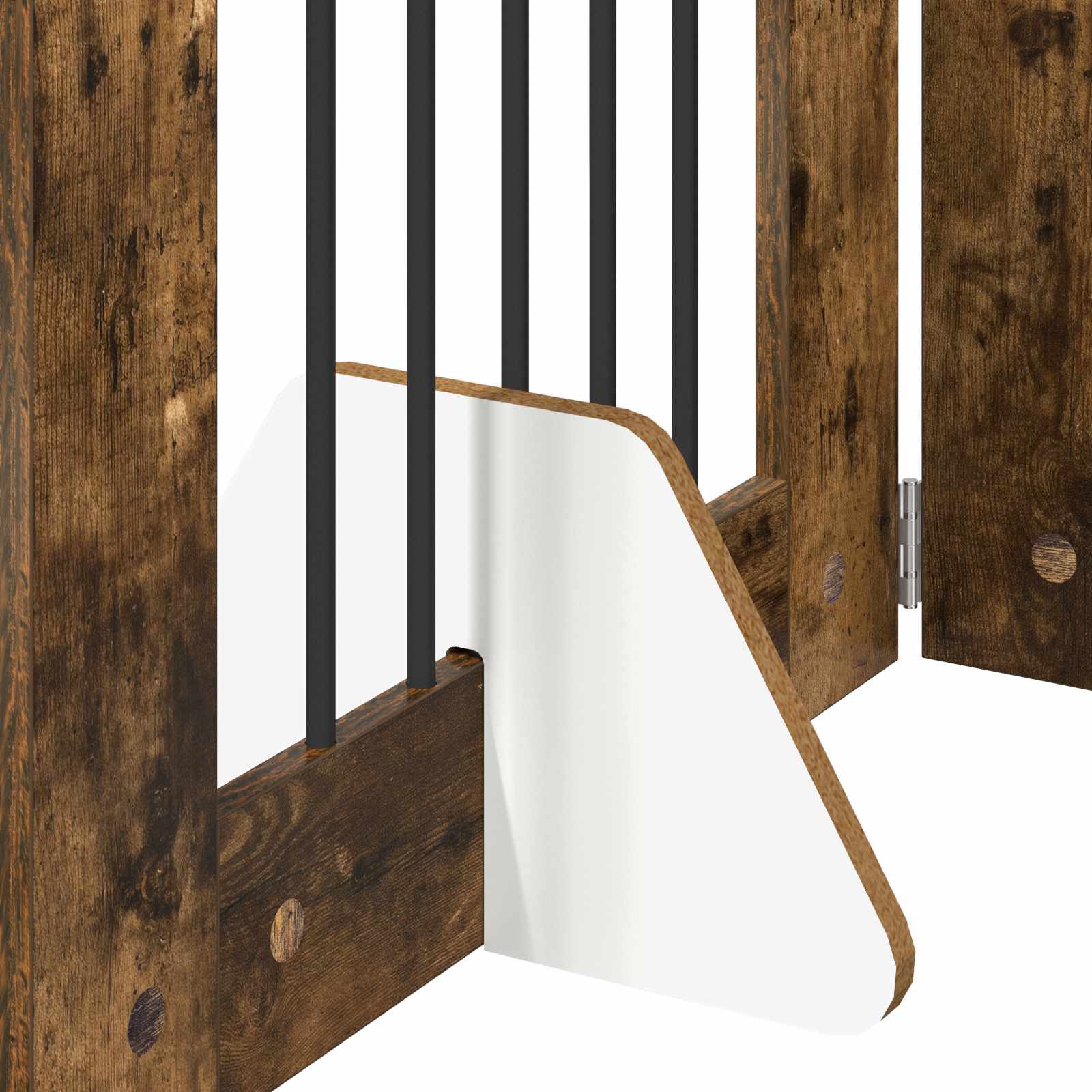 Cancello per cani pieghevole con supporti 2 pz Rovere Fumo