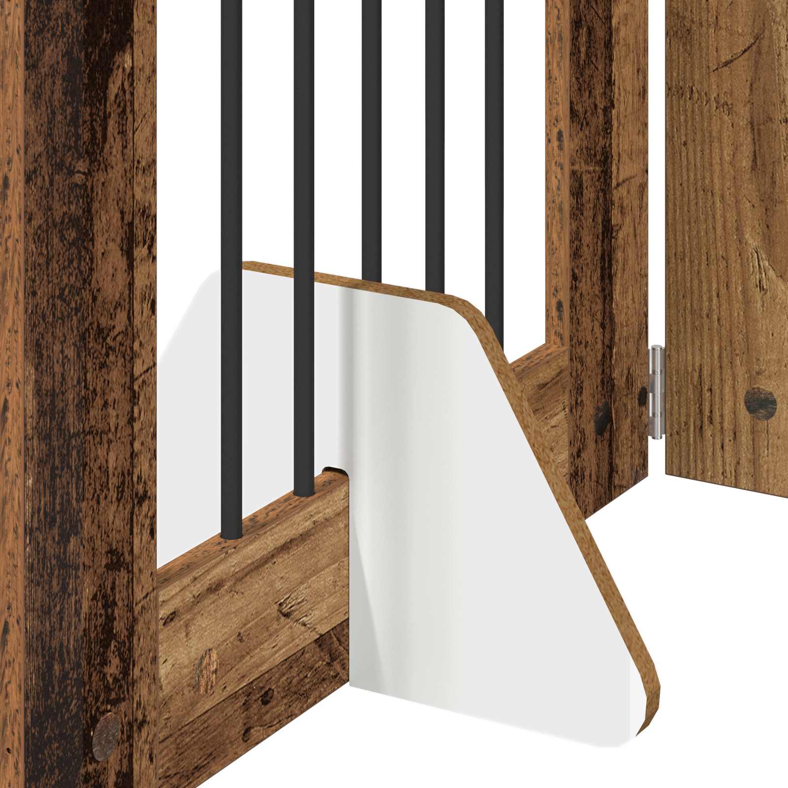 Cancello per cani pieghevole con supporti 2 pz Legno antico