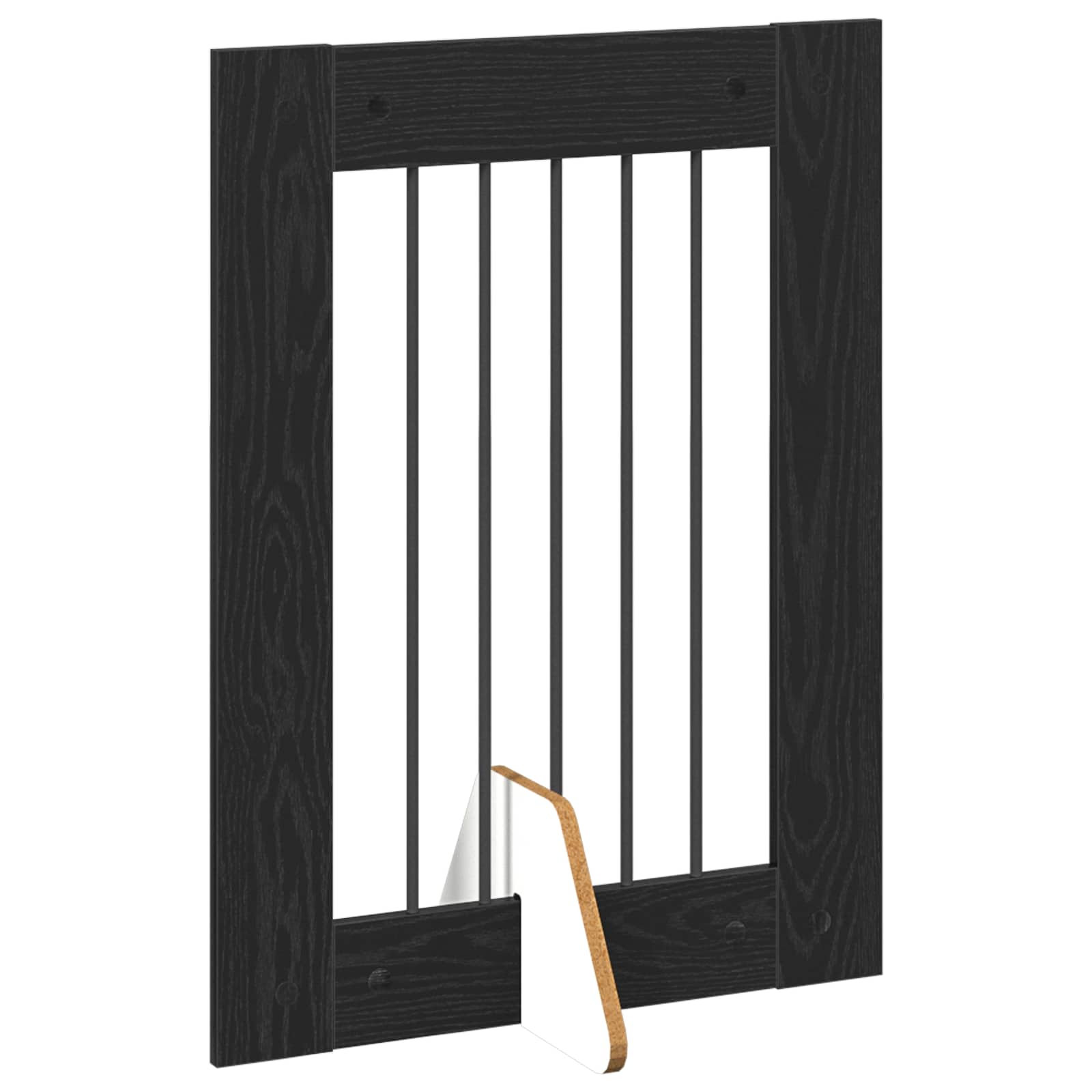 Cancello per cani pieghevole con supporti 4 pz Rovere Nero