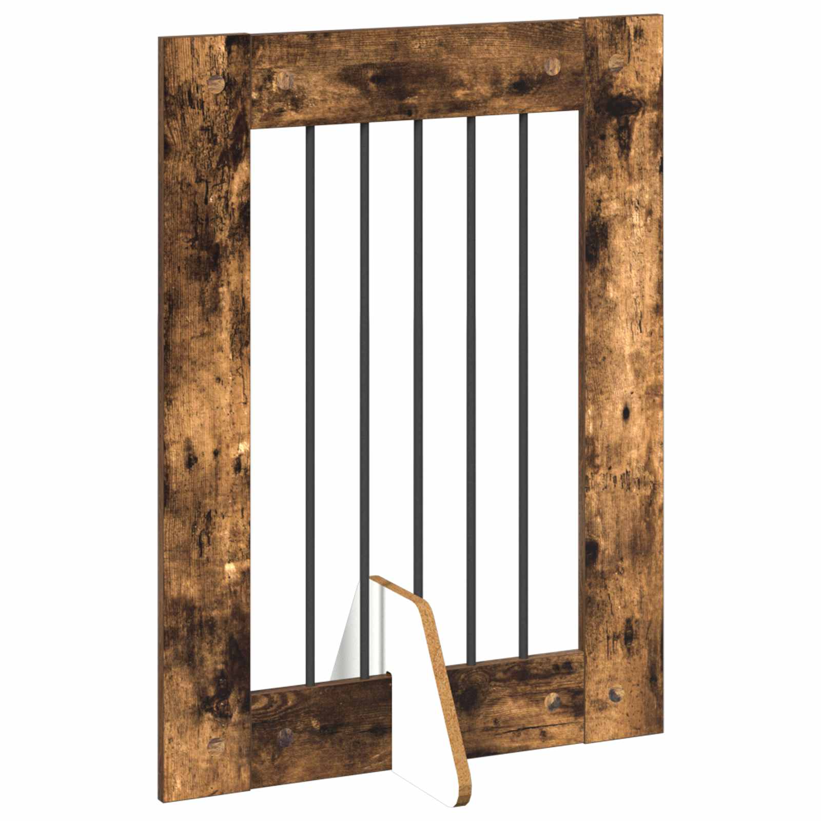 Cancello per cani pieghevole con supporti 4 pz Rovere Fumo