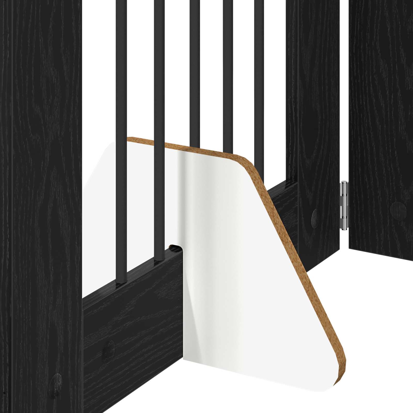 Cancello per cani pieghevole con supporti 6 pz Rovere Nero