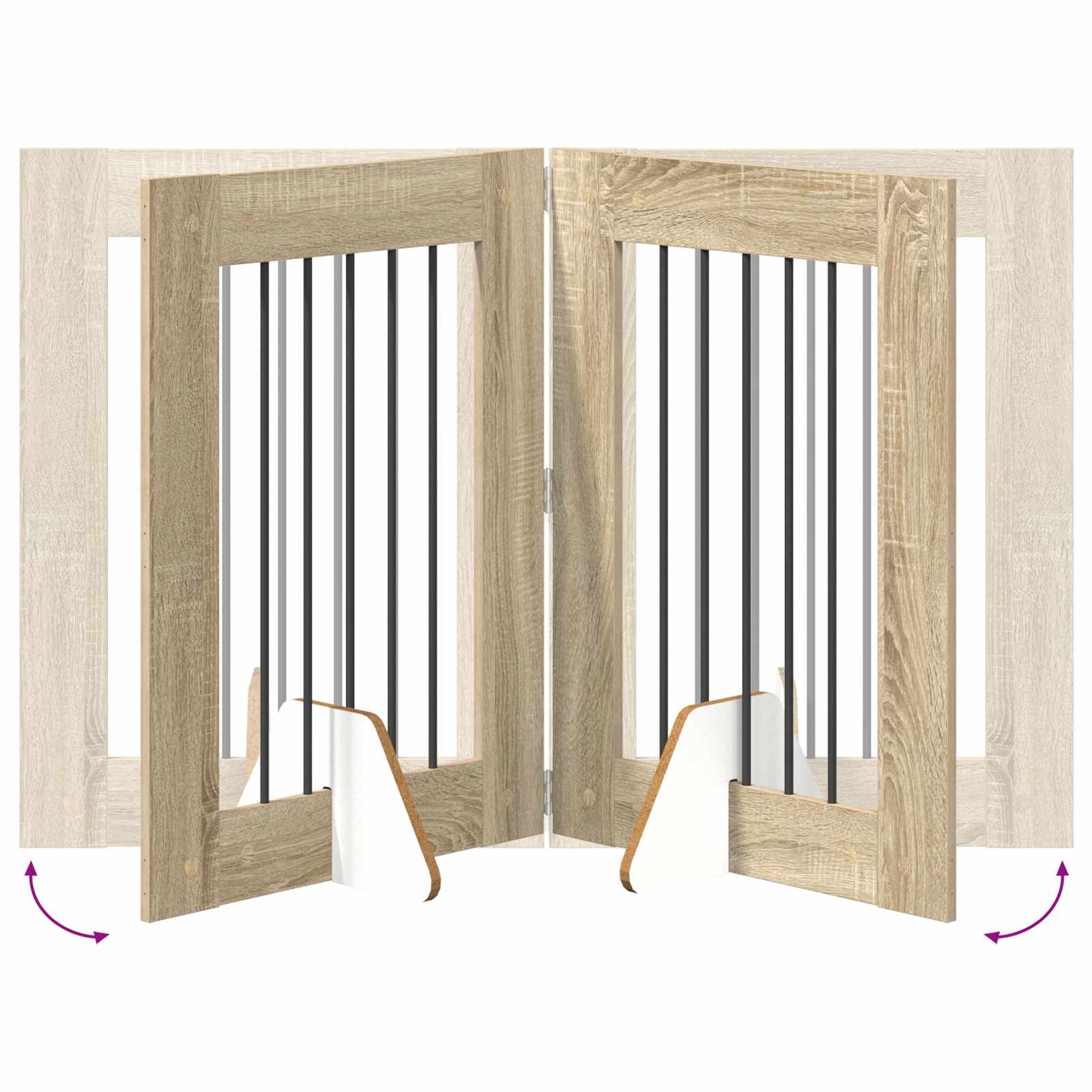 Cancello per cani pieghevole con supporti 6 pz Rovere Sonoma