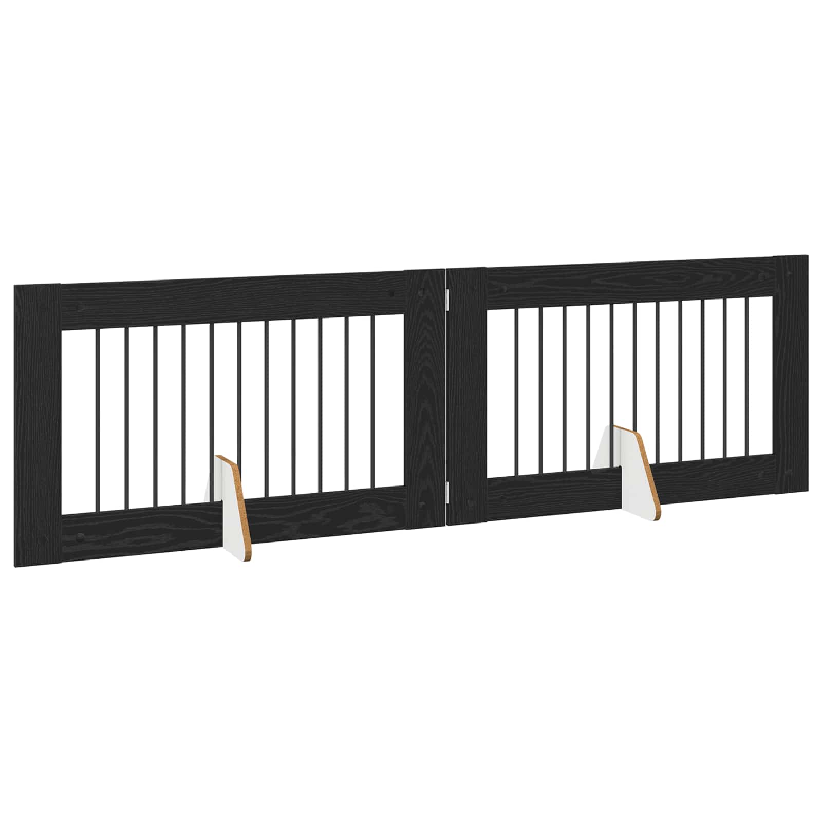 Cancello per cani pieghevole con supporti 2 pz Rovere Nero