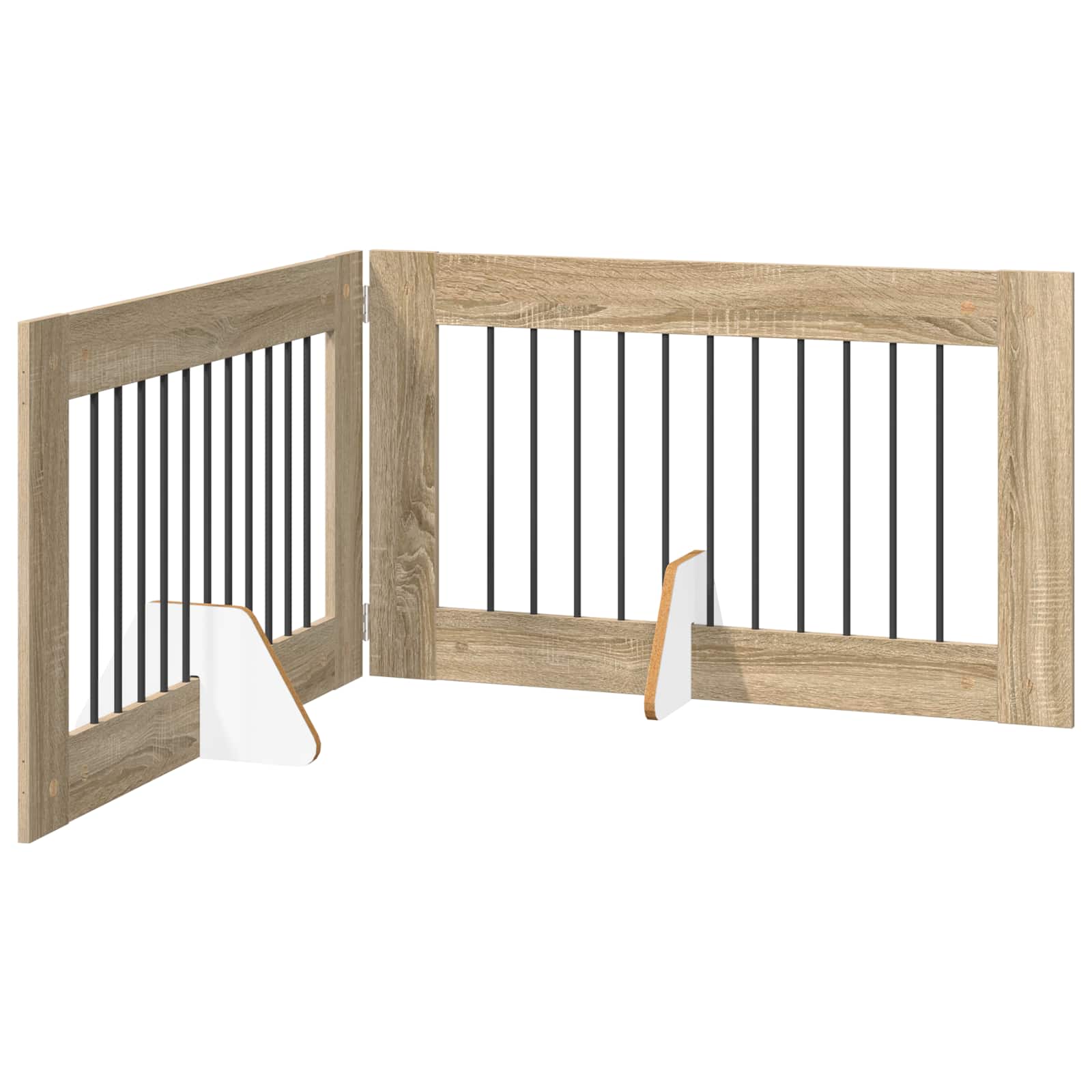 Cancello per cani pieghevole con supporti 2 pz Rovere Sonoma