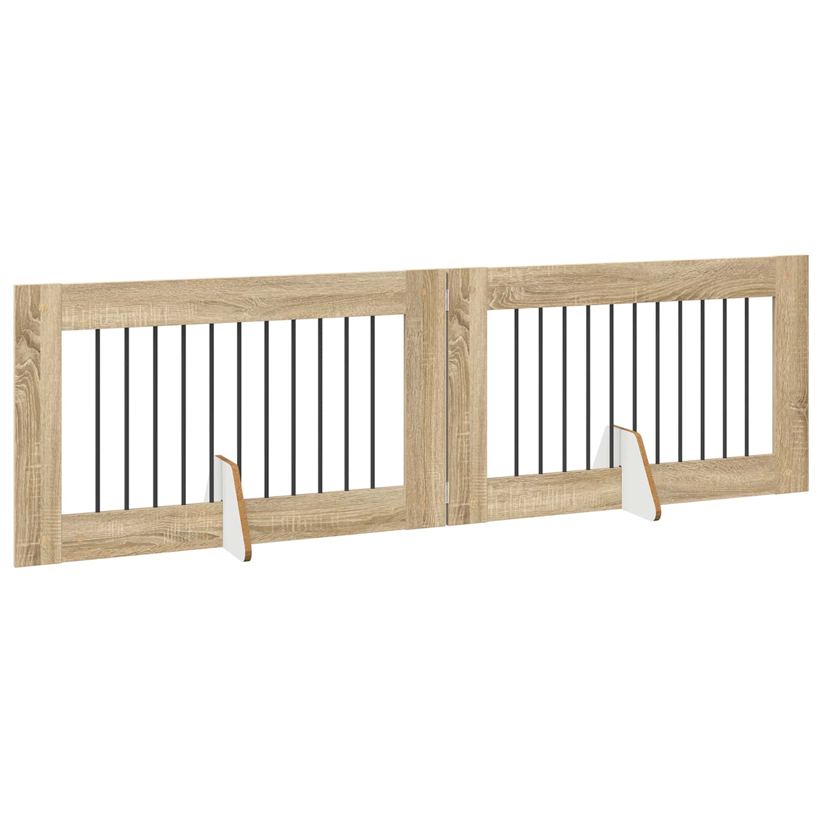 Cancello per cani pieghevole con supporti 2 pz Rovere Sonoma