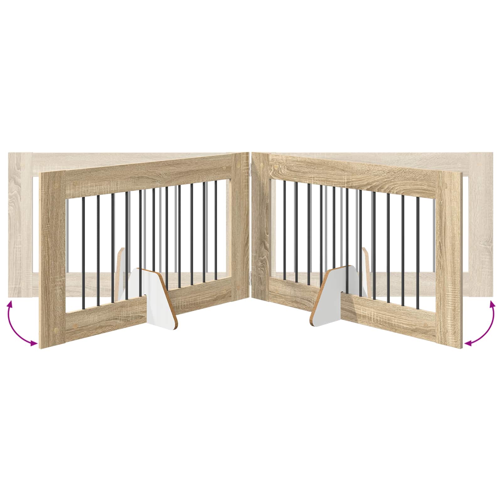 Cancello per cani pieghevole con supporti 2 pz Rovere Sonoma