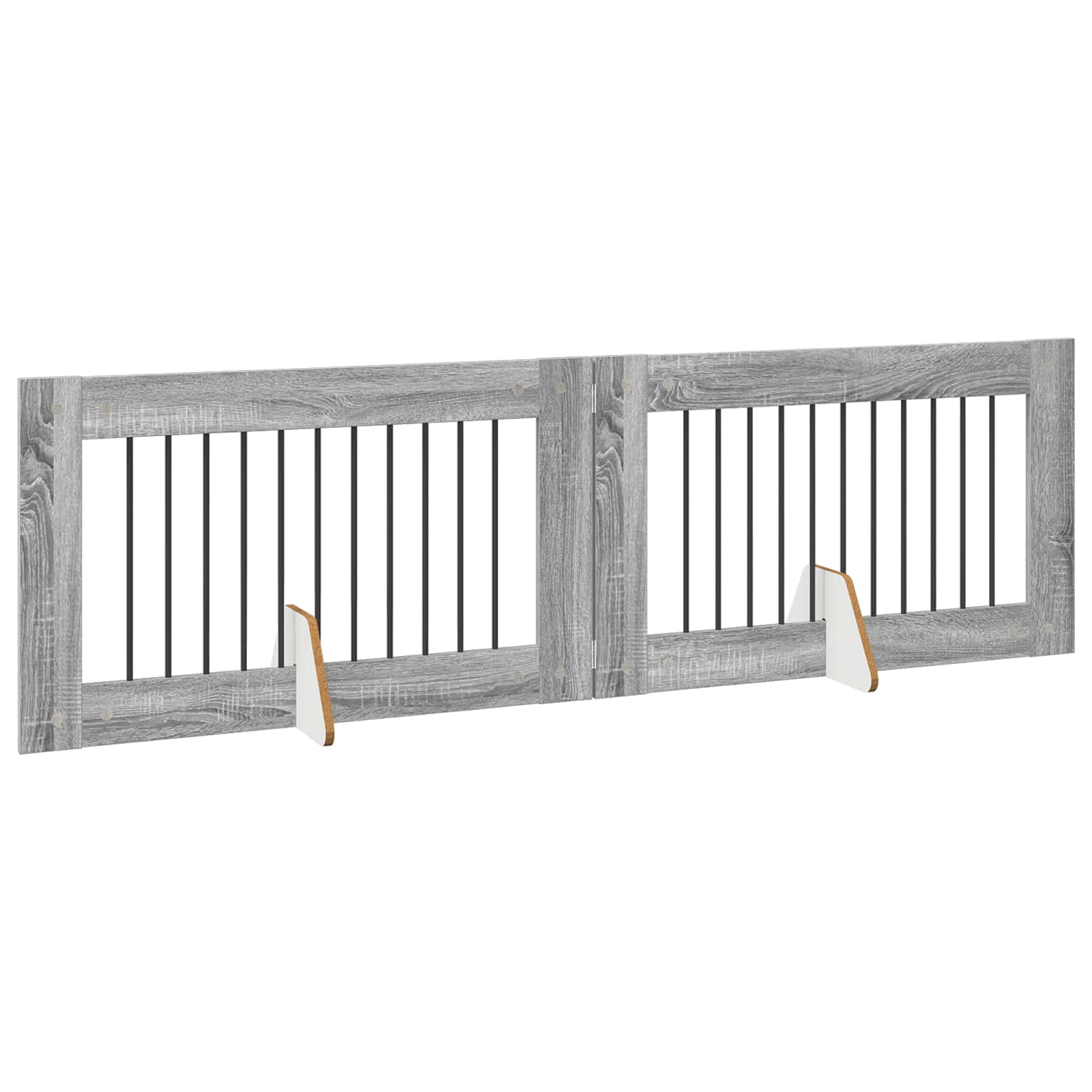 Cancello per cani pieghevole con supporti 2 pz Sonoma grigio